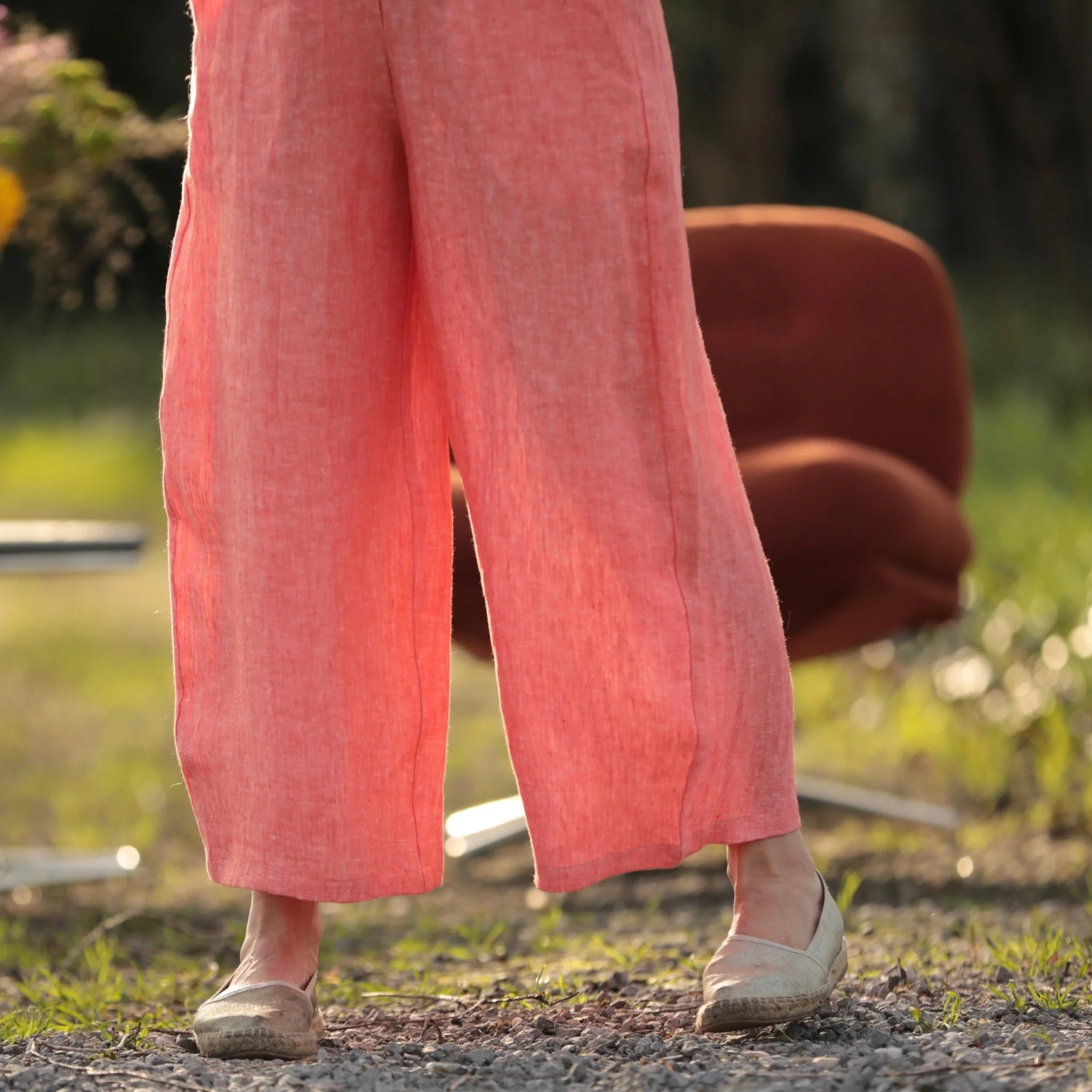 Pantalon Briac - lin orange vif chiné - Image 5