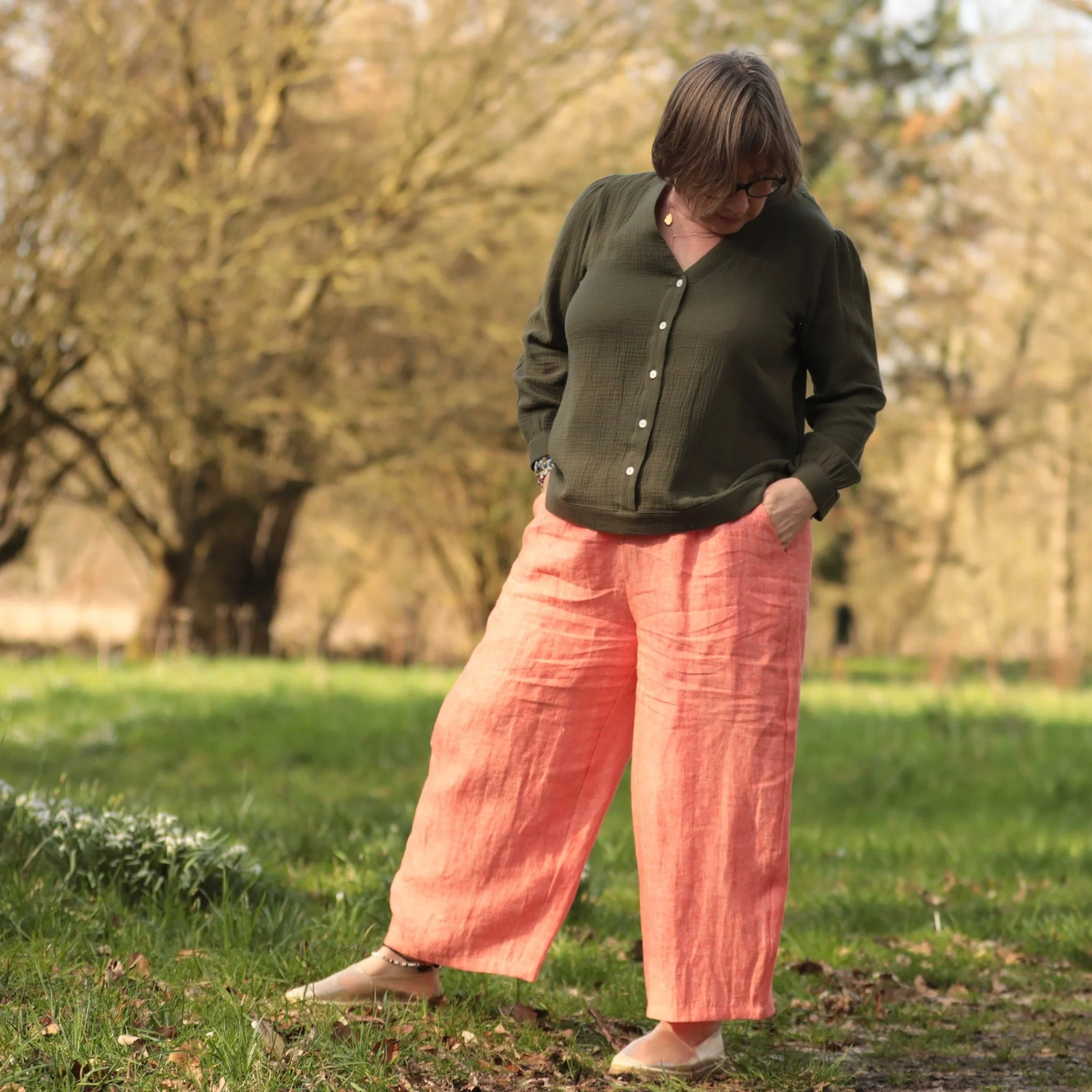 Pantalon Briac - lin orange vif chiné - Image 6