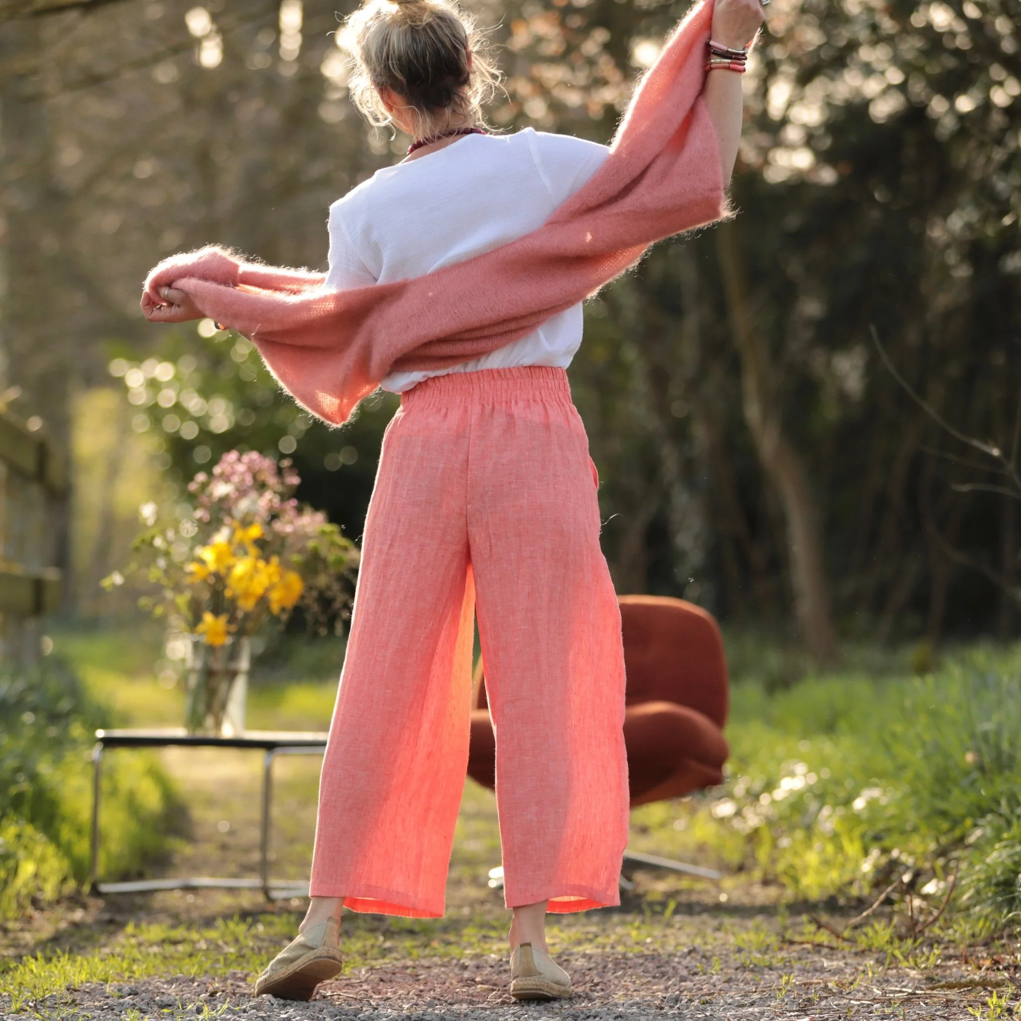 Pantalon Briac - lin orange vif chiné - Image 7