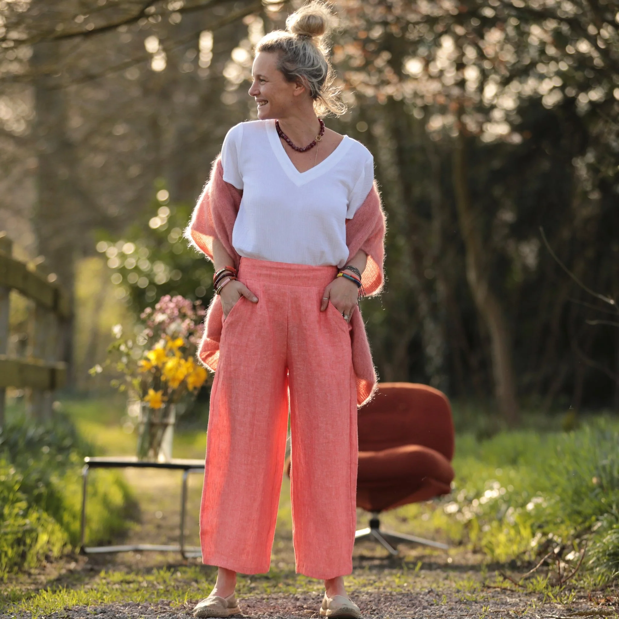 Pantalon Briac - lin orange vif chiné - Image 8