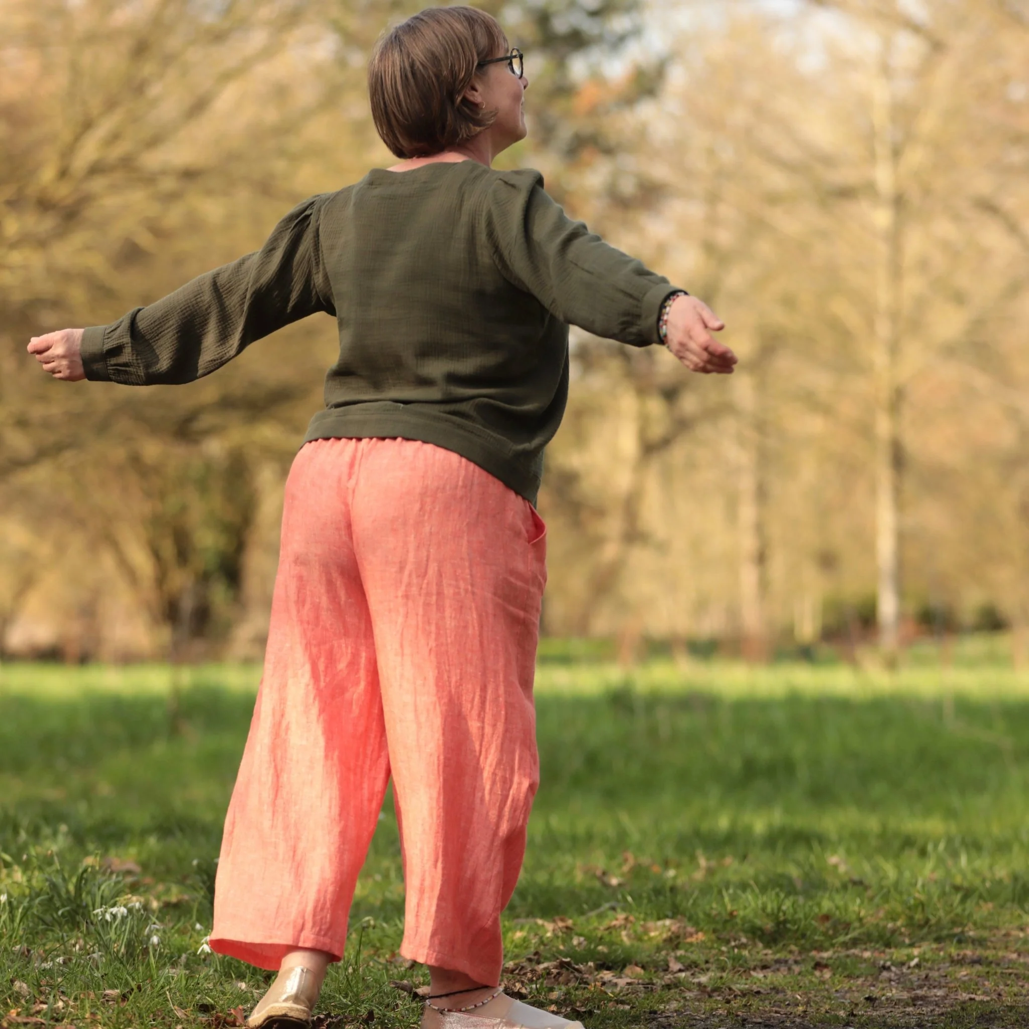 Pantalon Briac - lin orange vif chiné - Image 9