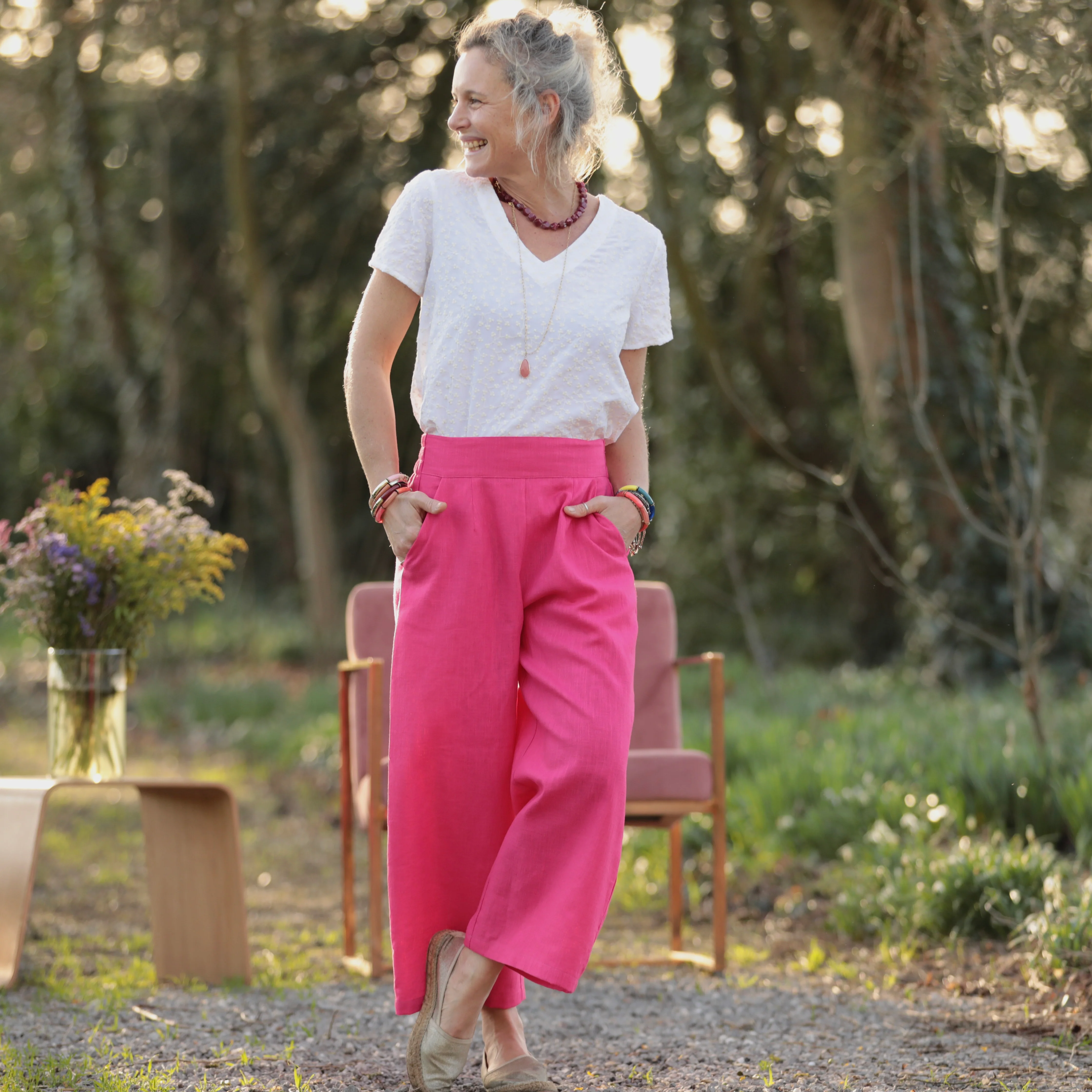 Pantalon Briac - lin rose fushia - Image 7