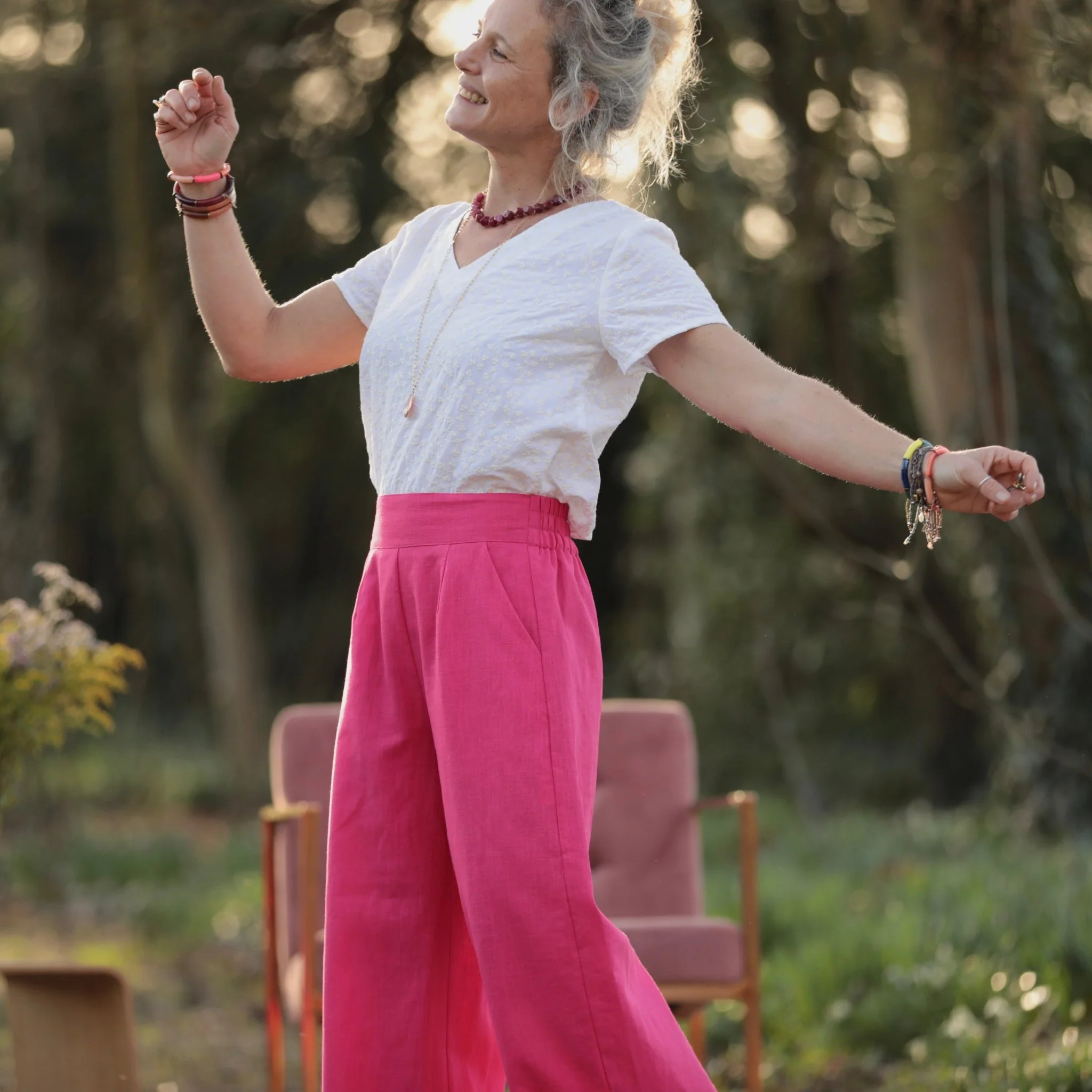 Pantalon Briac - lin rose fushia - Image 8