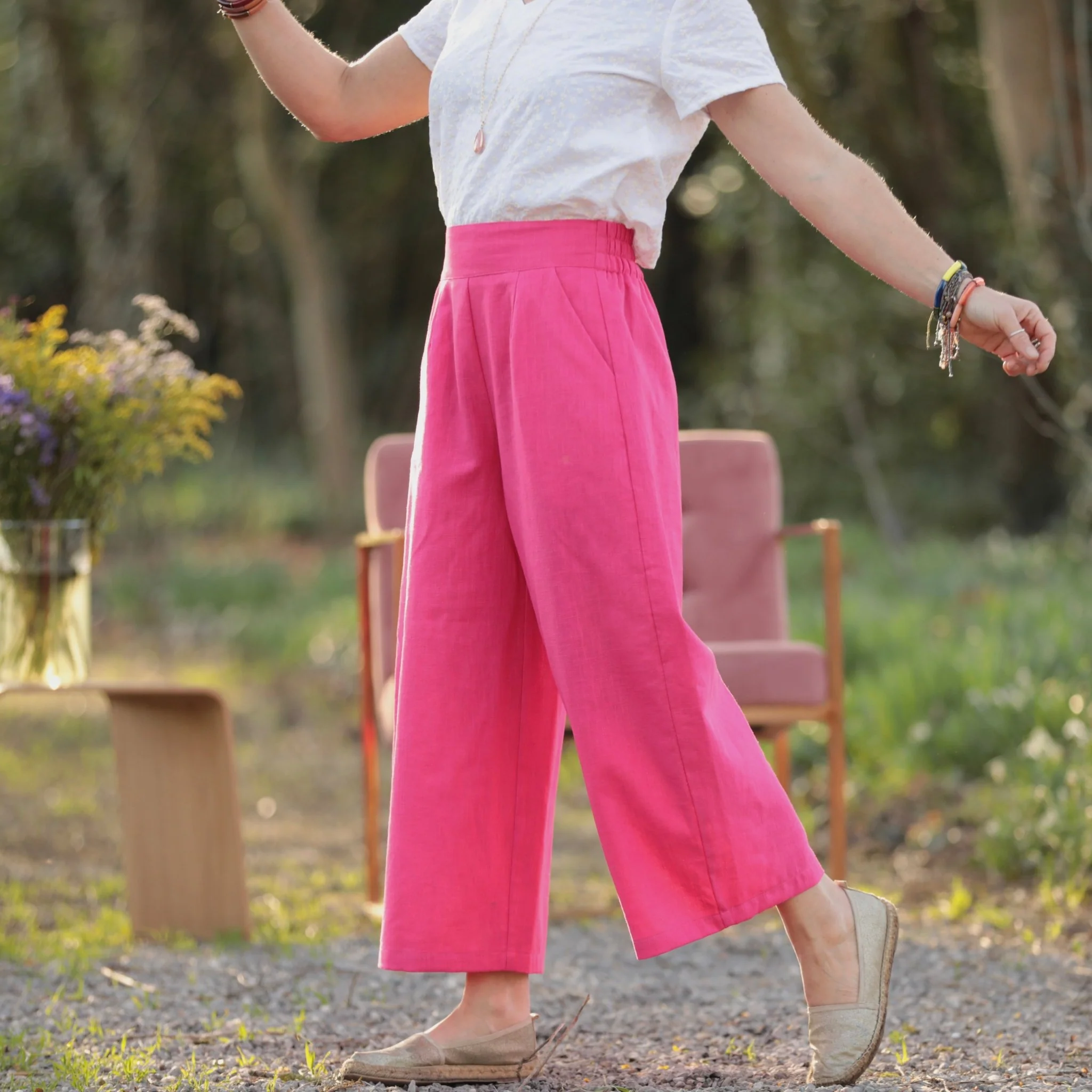 Pantalon Briac - lin rose fushia - Image 9