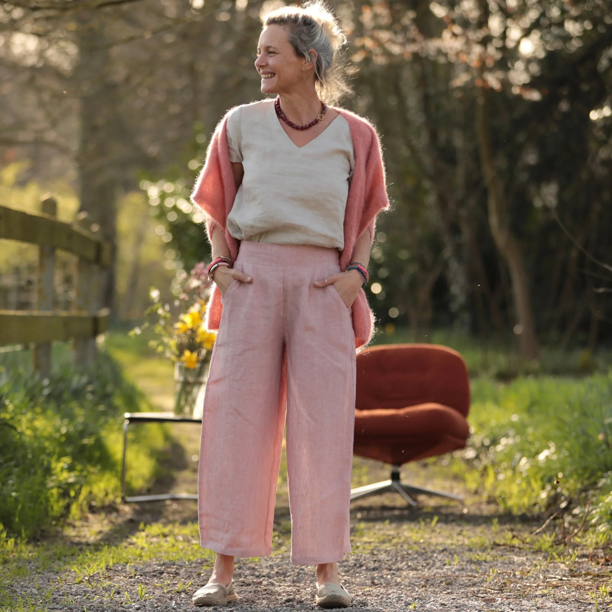 Pantalon Briac - lin rose poudré chiné - Image 5