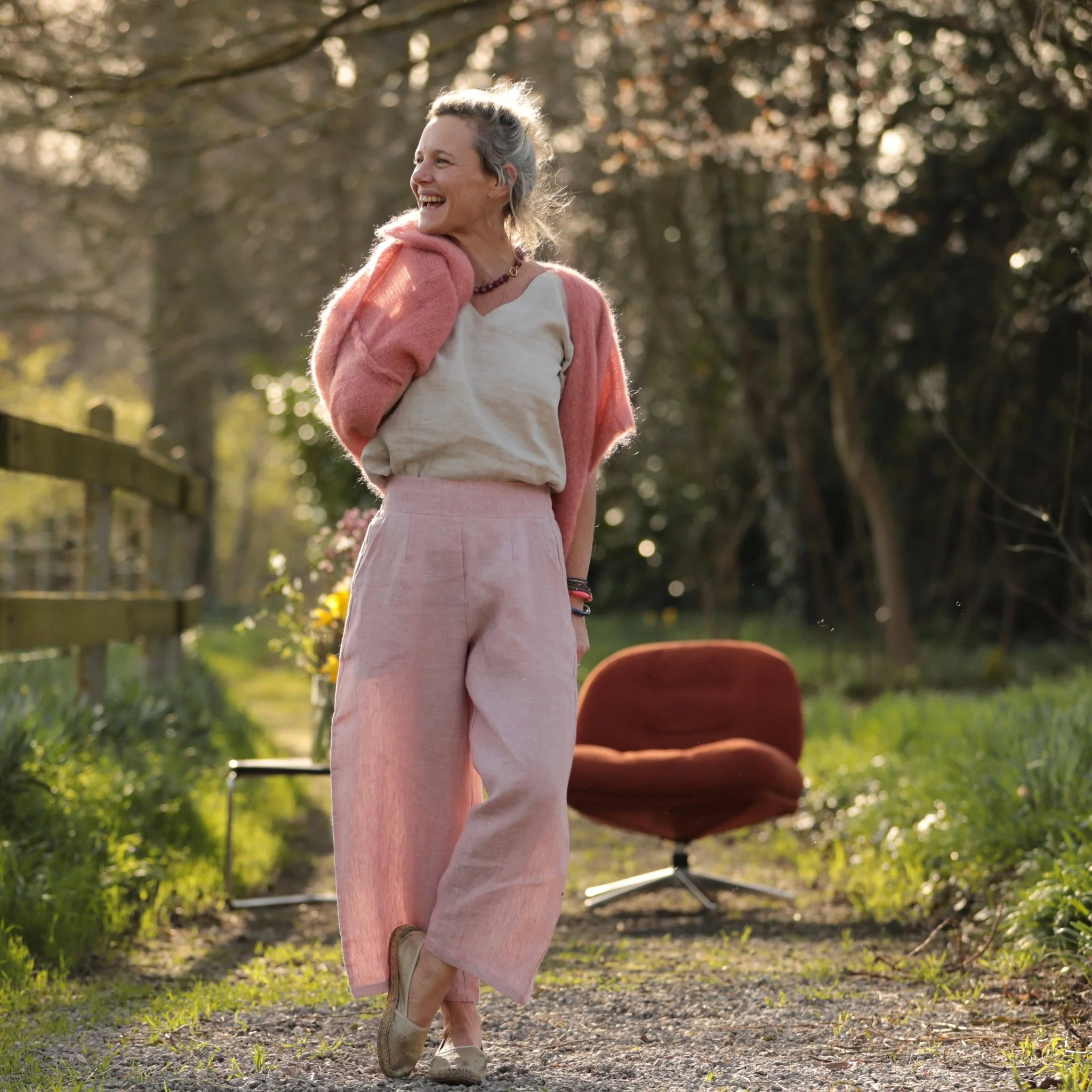 Pantalon Briac - lin rose poudré chiné - Image 6