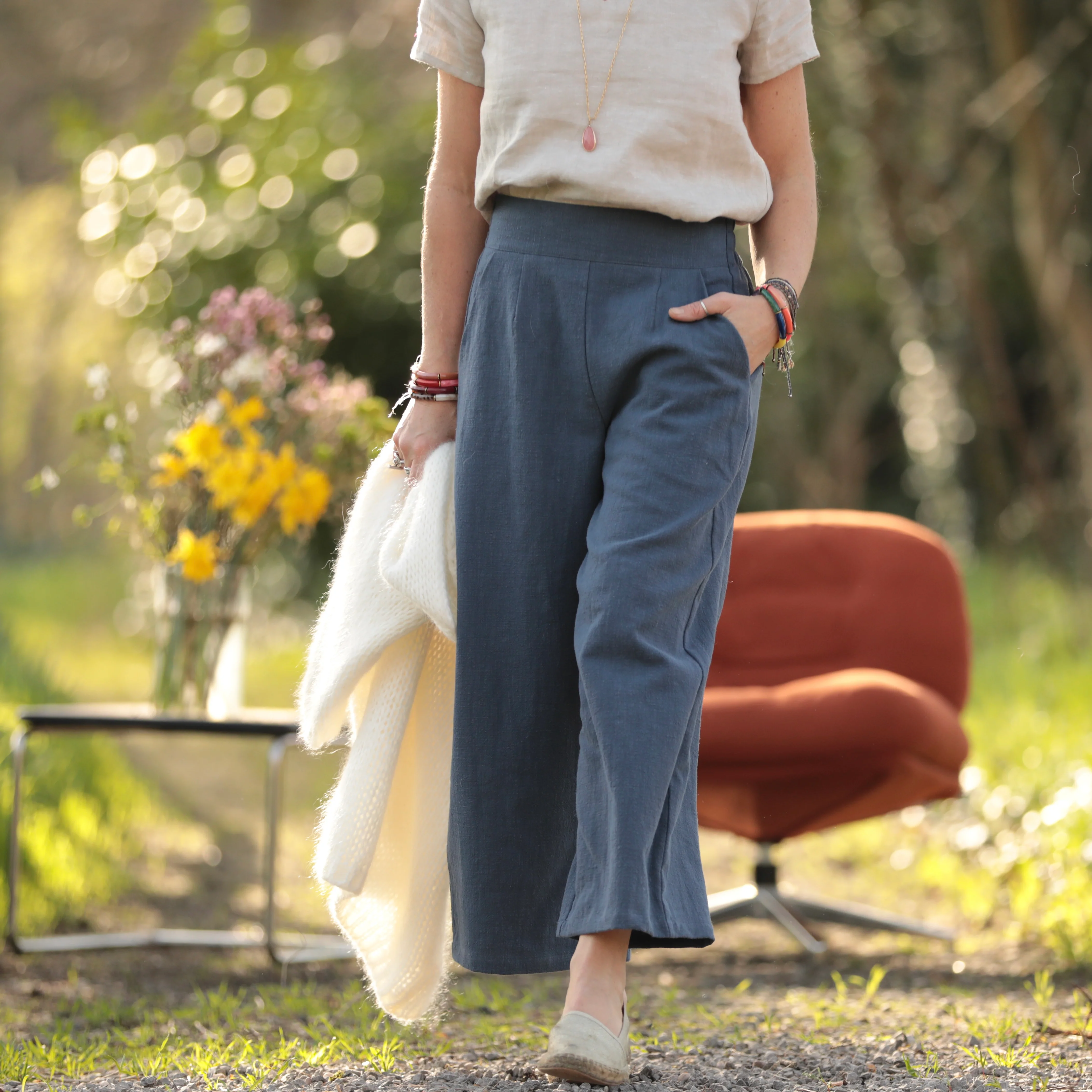 Pantalon Briac - lin stone wash Brume d’Azur - Image 8