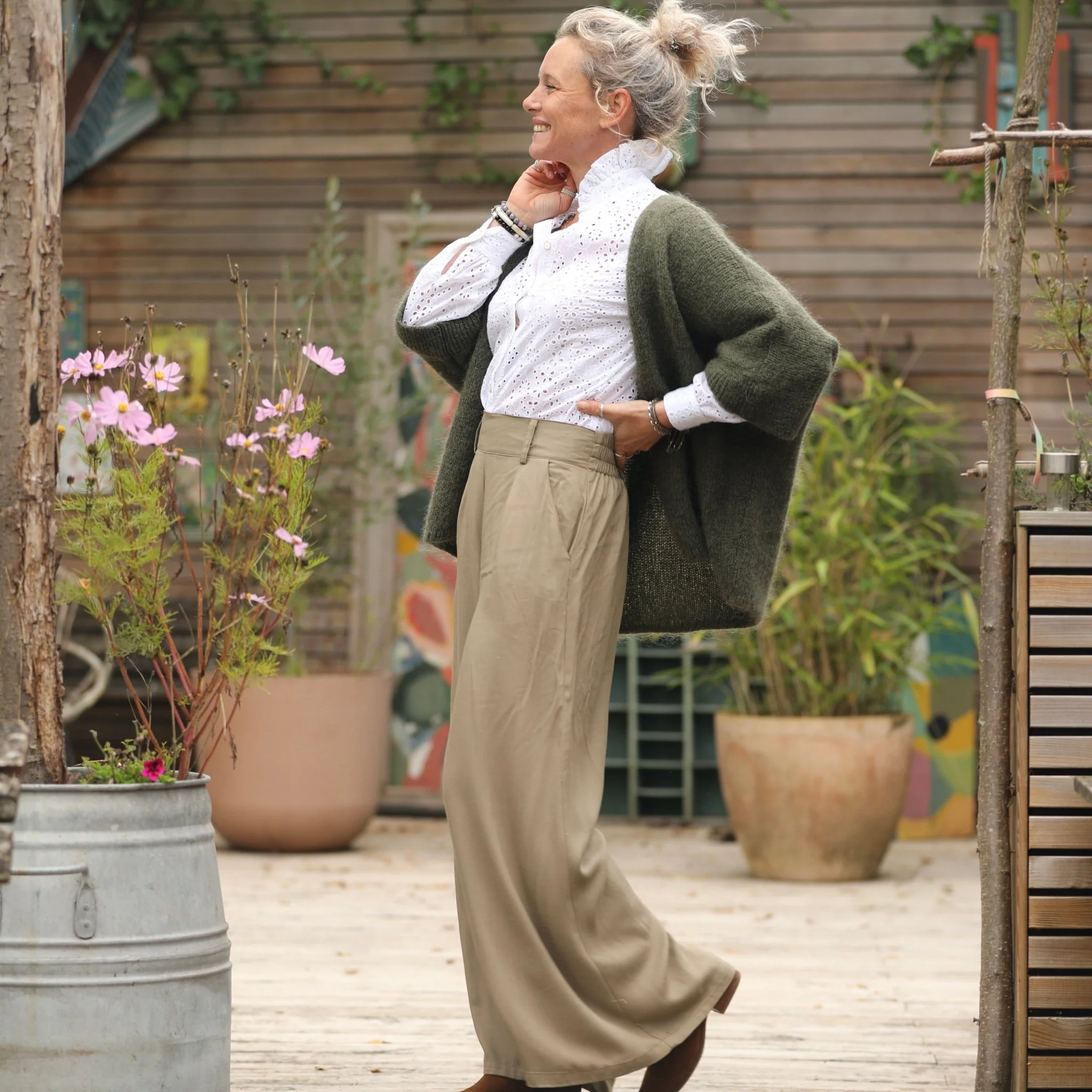 Pantalon César- sergé de viscose sable - Image 3
