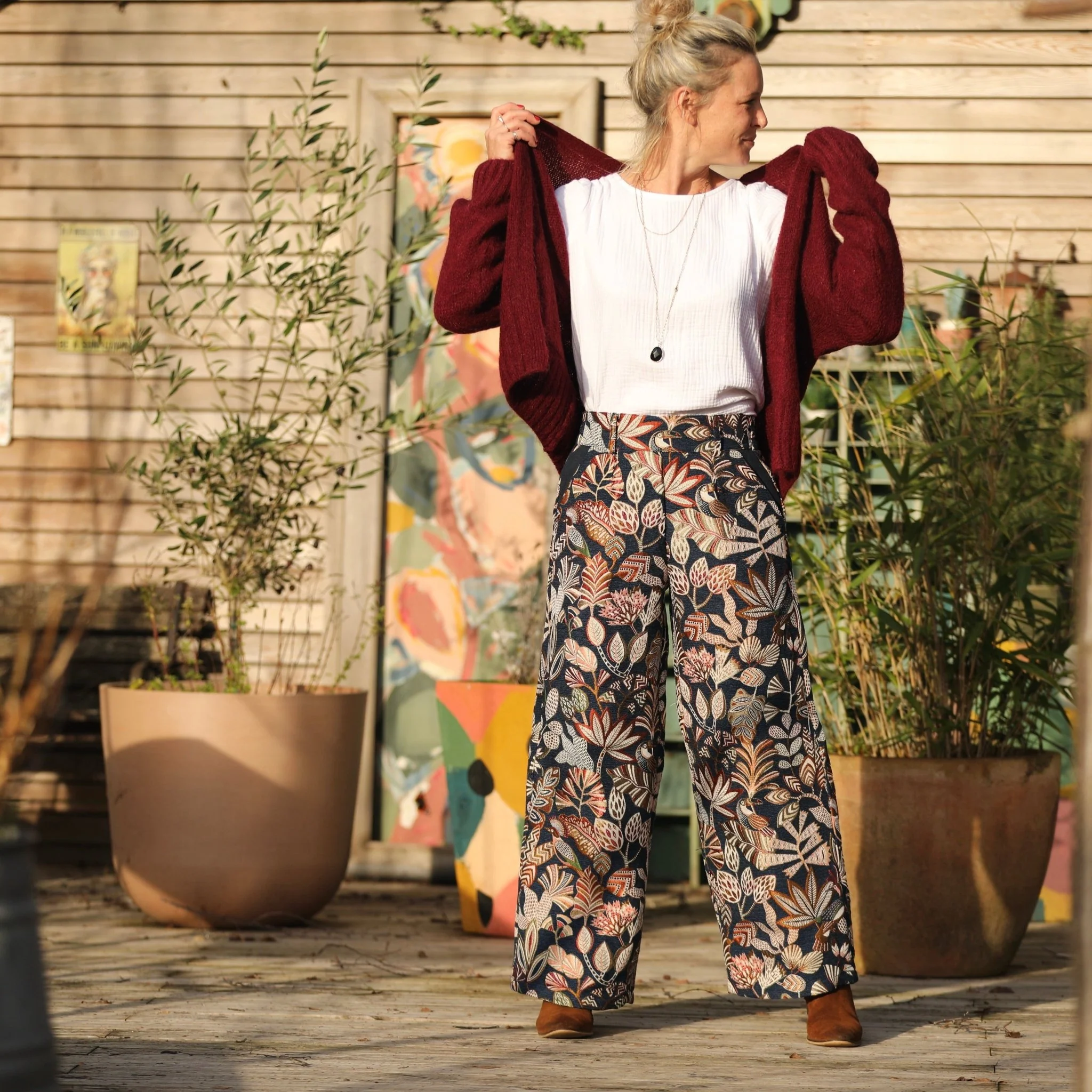 Pantalon Tom - jacquard passiflore/bleu nuit - Image 3