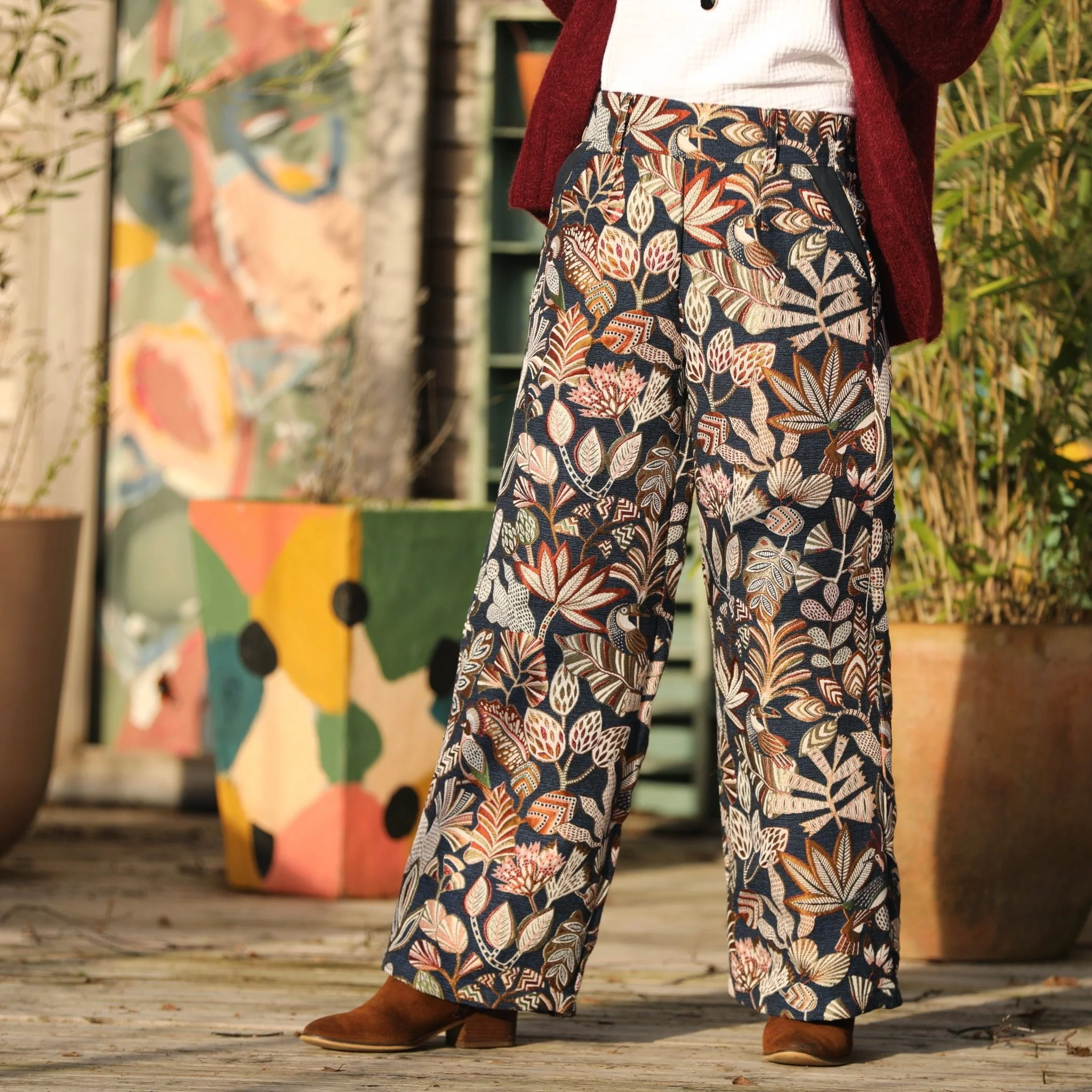 Pantalon Tom - jacquard passiflore/bleu nuit - Image 4