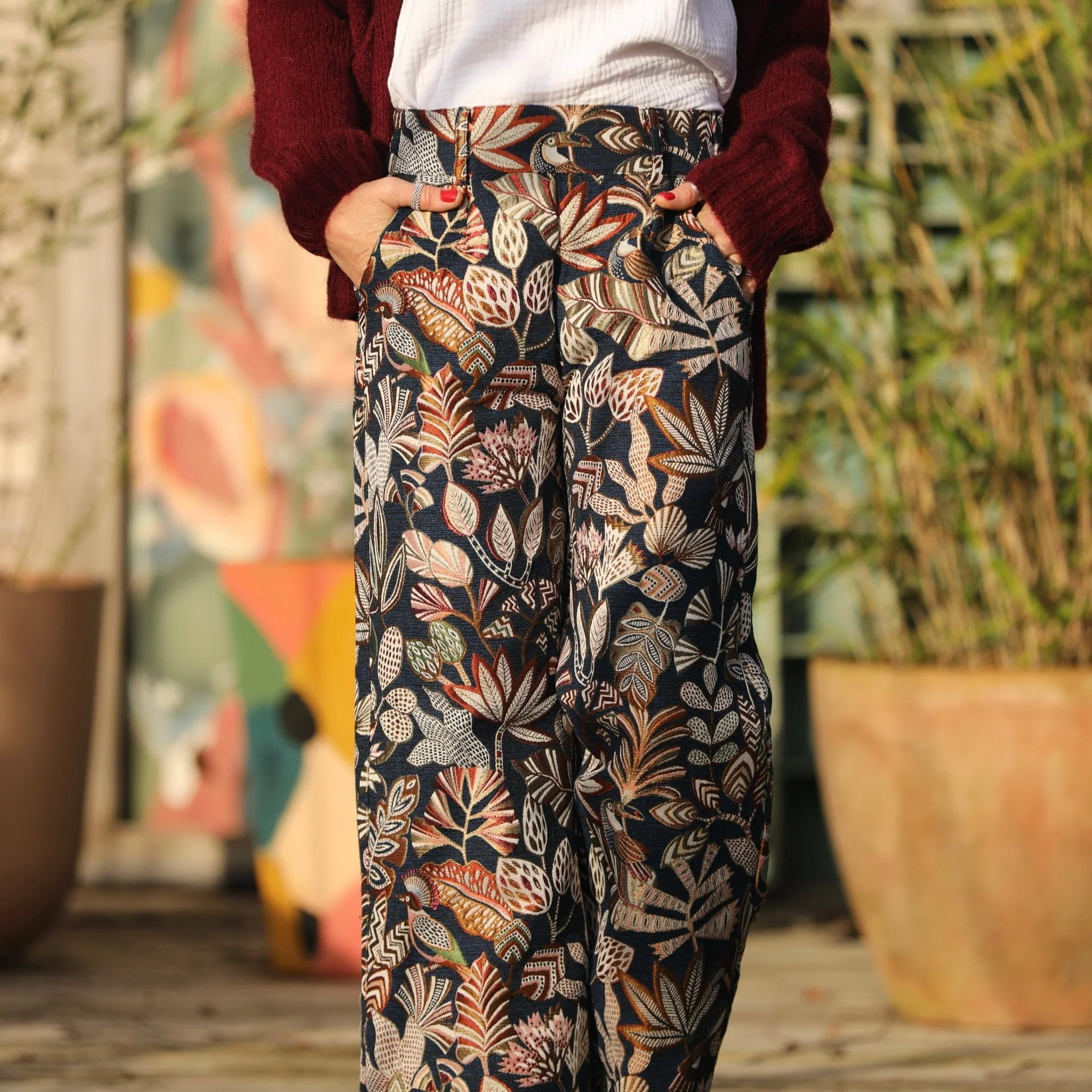 Pantalon Tom - jacquard passiflore/bleu nuit - Image 7