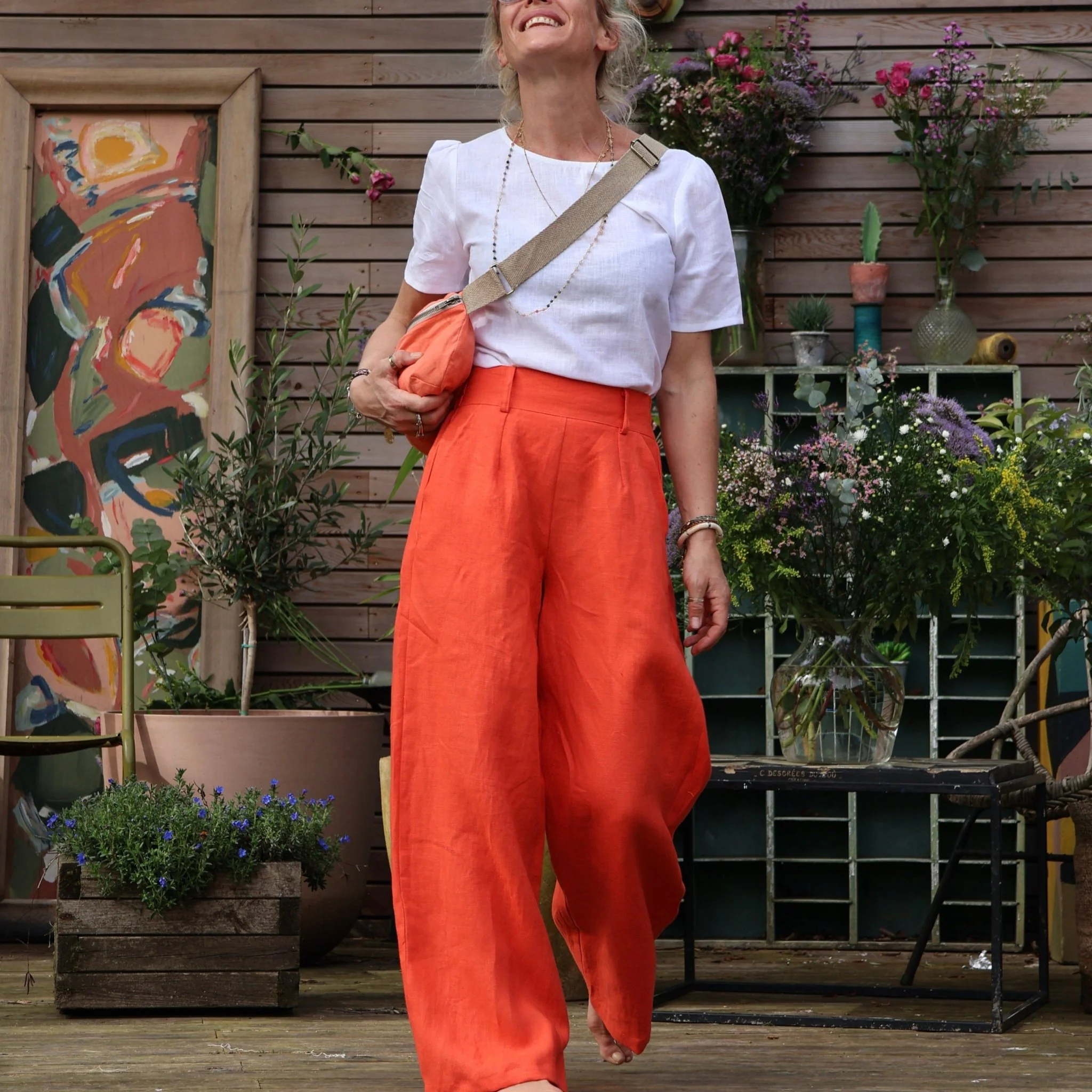 Pantalon Tom - lin orange - Image 5