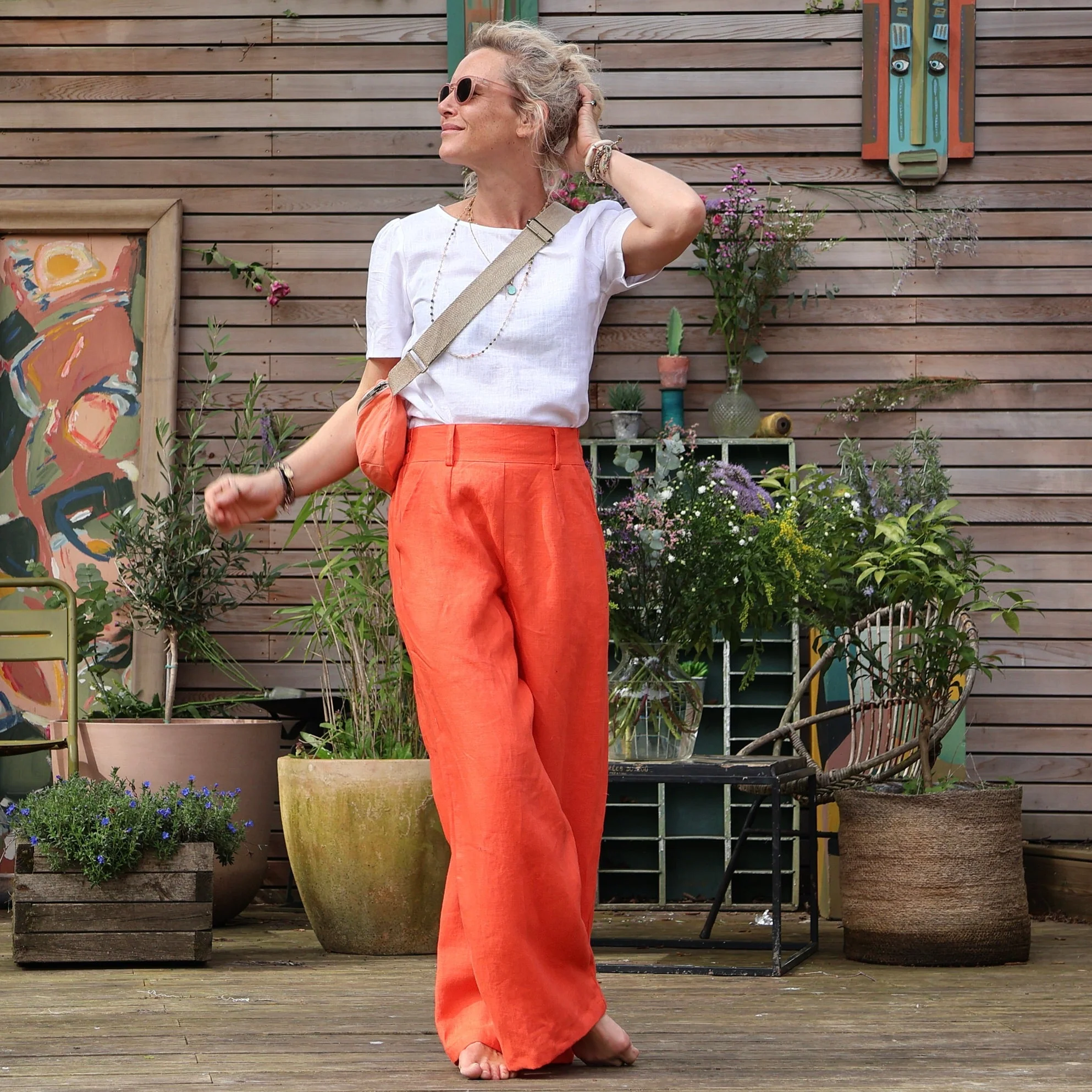 Pantalon Tom - lin orange - Image 8