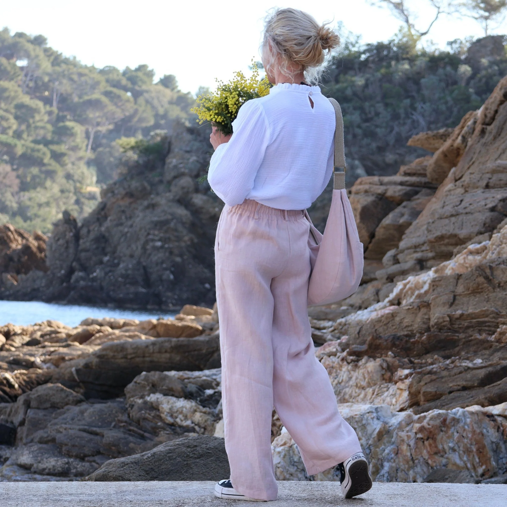 Pantalon Tom - lin rose poudré - Image 3