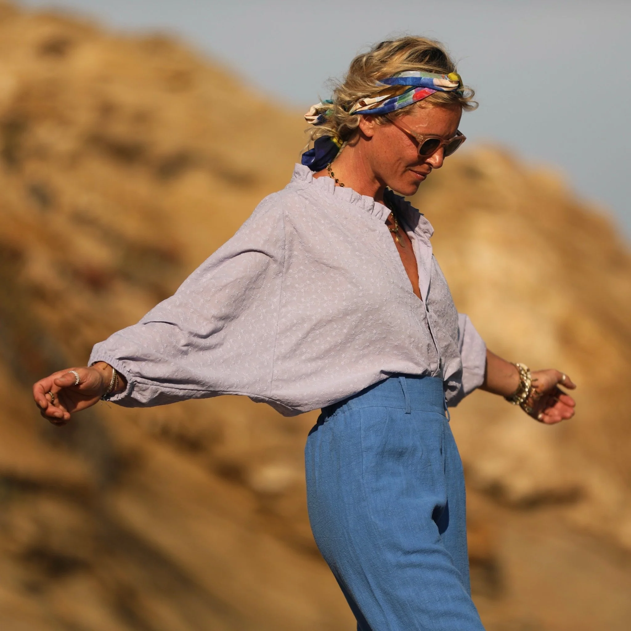 Pantalon Tom - lin stone washed bleu azur - Image 5