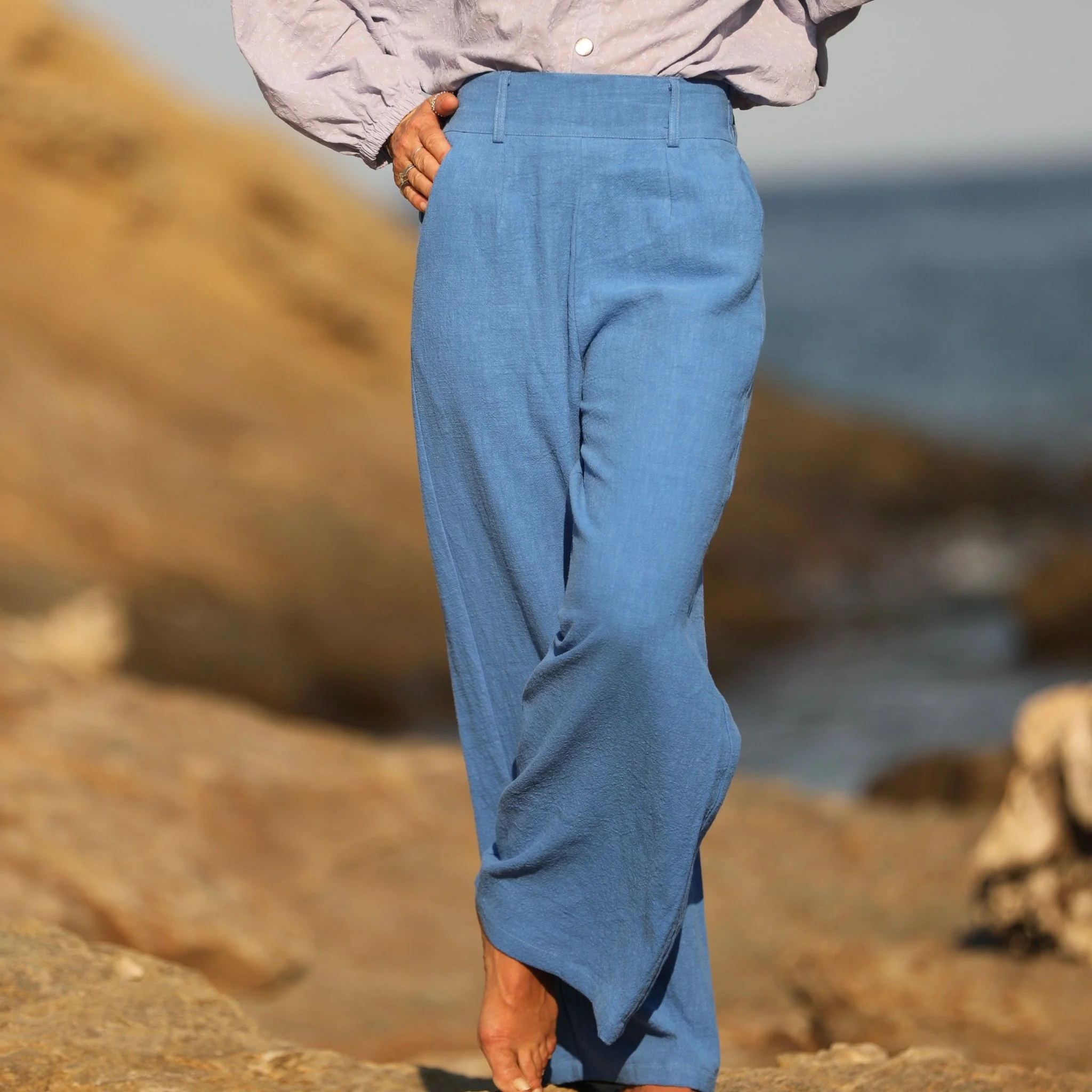 Pantalon Tom - lin stone washed bleu azur - Image 6