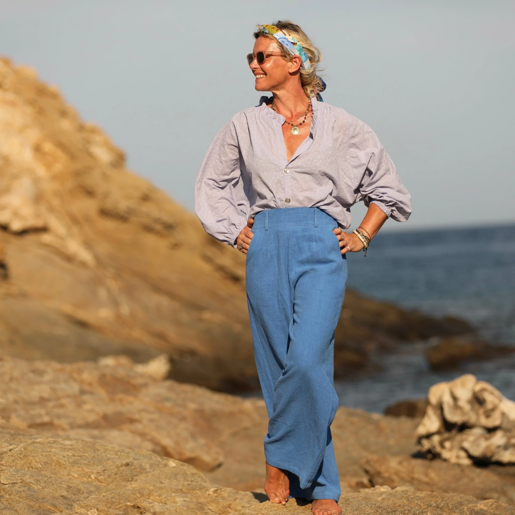 Pantalon Tom - lin stone washed bleu azur - Image 7