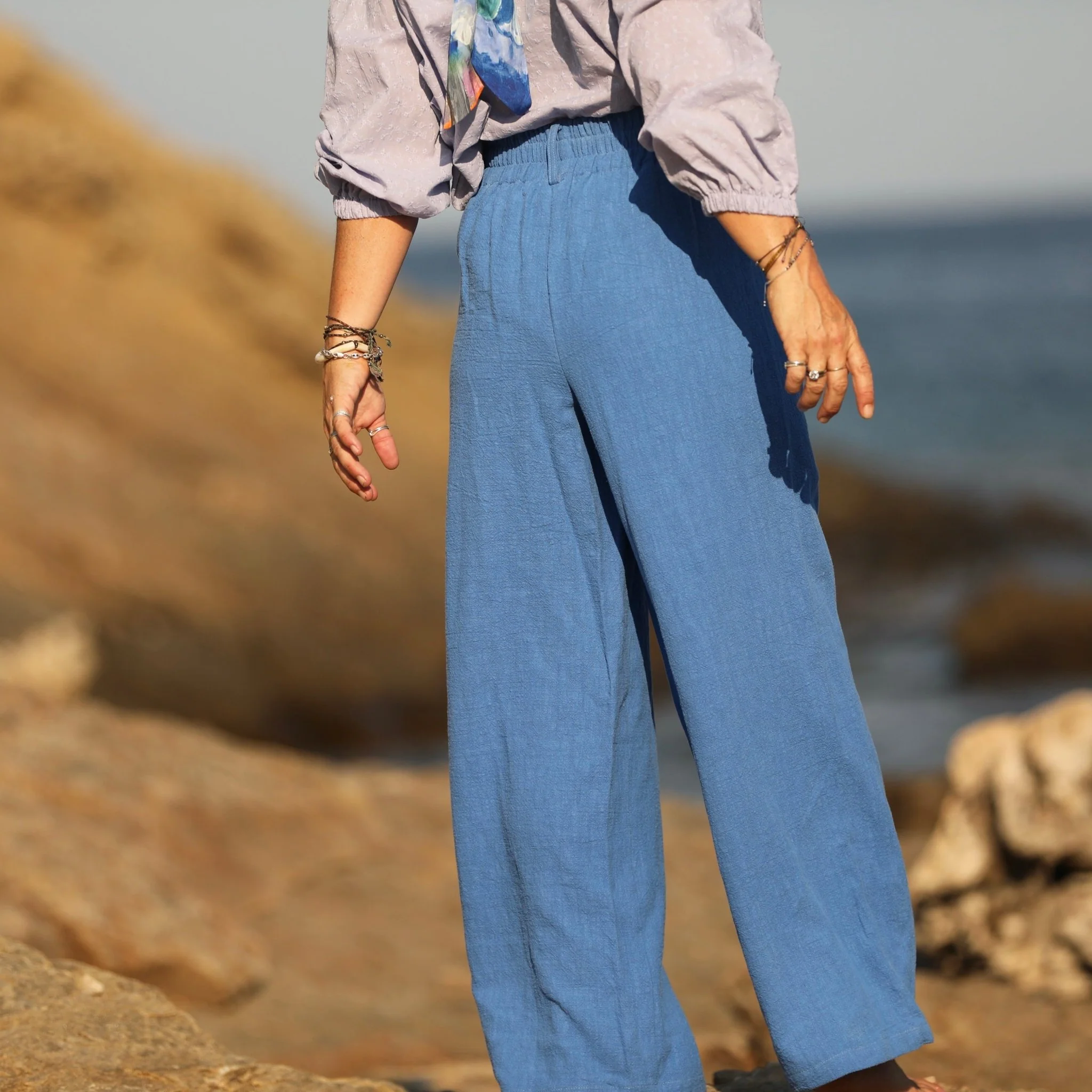 Pantalon Tom - lin stone washed bleu azur - Image 8