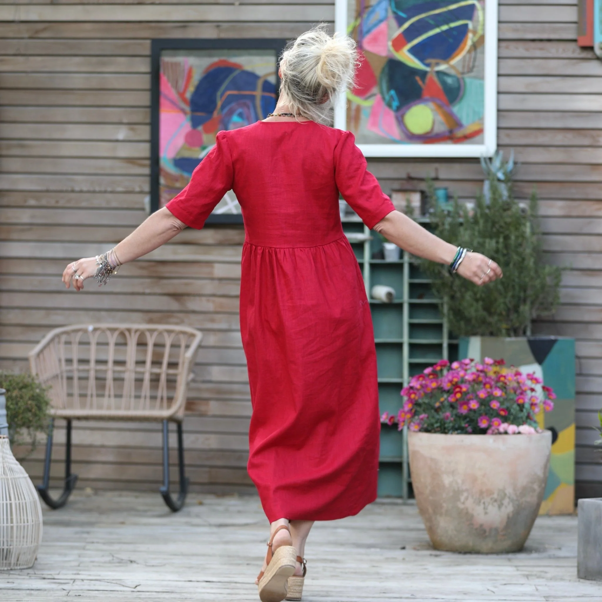 Robe Edonie - lin rouge cerise - Image 3