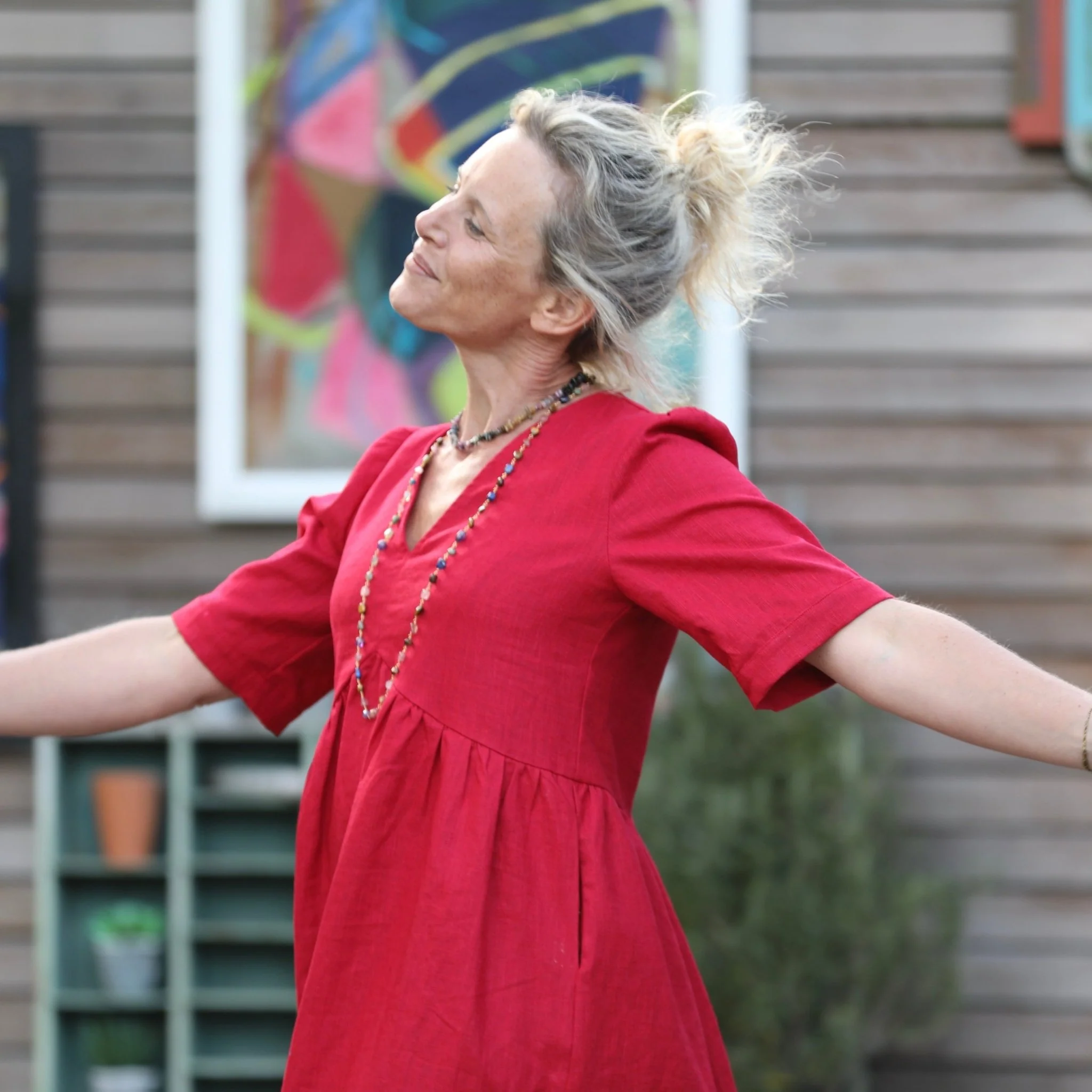 Robe Edonie - lin rouge cerise - Image 7