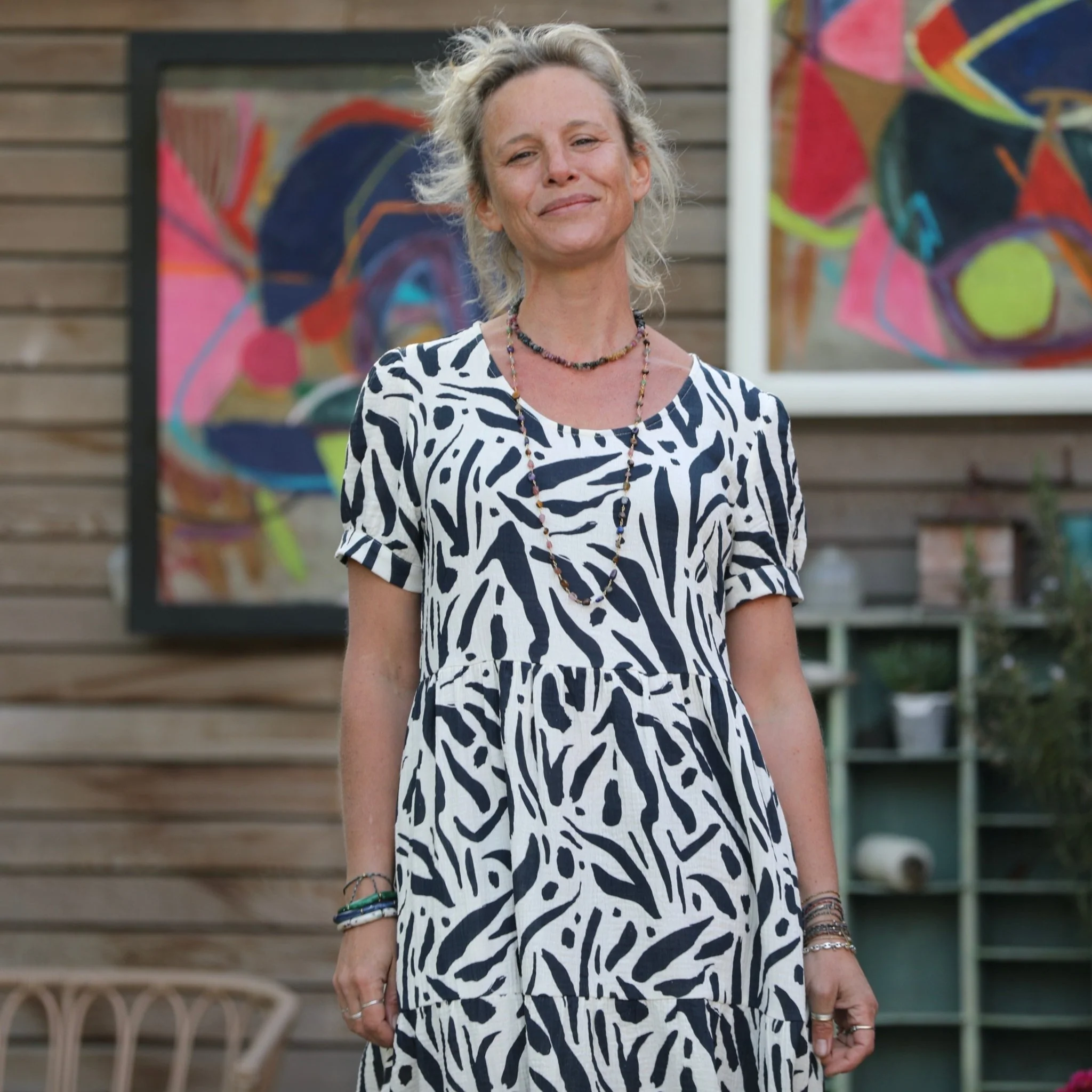 Robe Ophélie - double gaze de coton Frisson graphique - Image 5