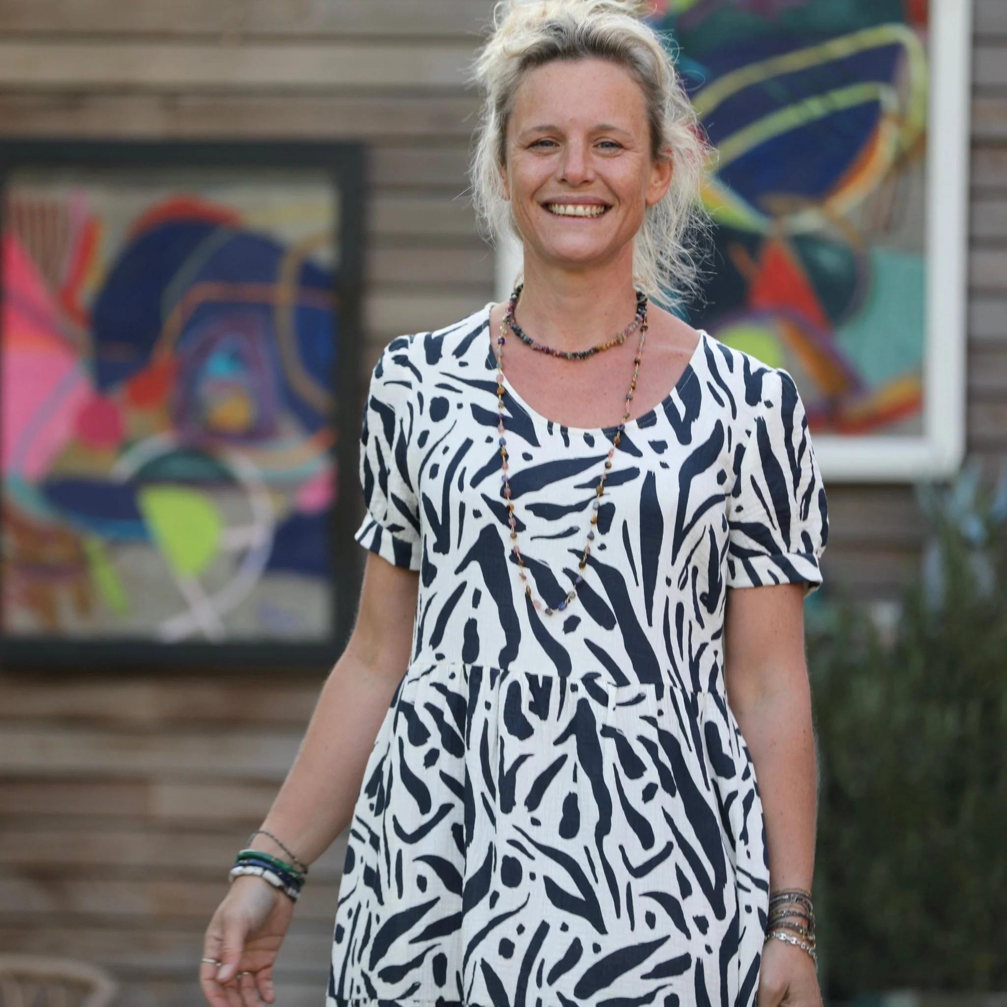 Robe Ophélie - double gaze de coton Frisson graphique - Image 7