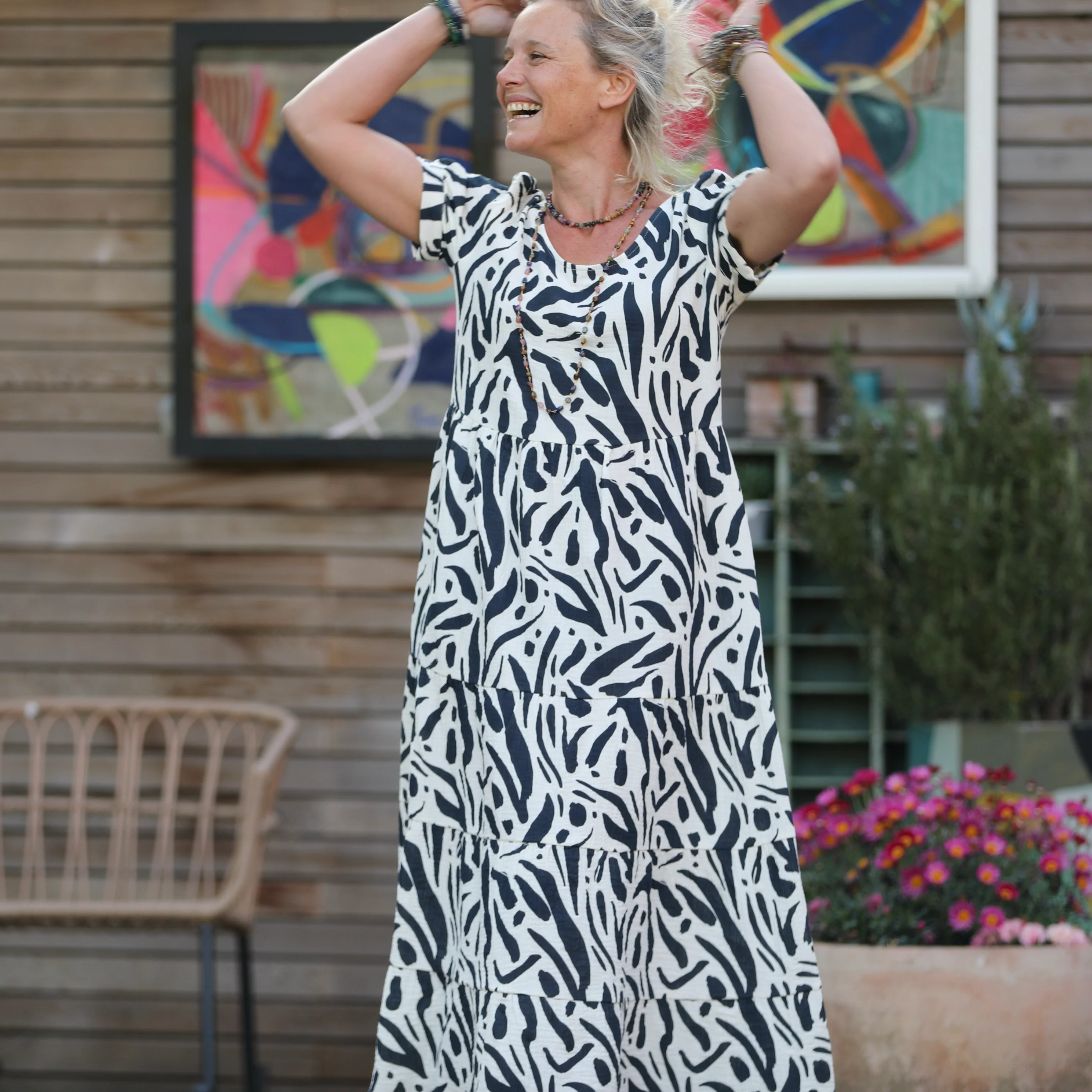 Robe Ophélie - double gaze de coton Frisson graphique - Image 8