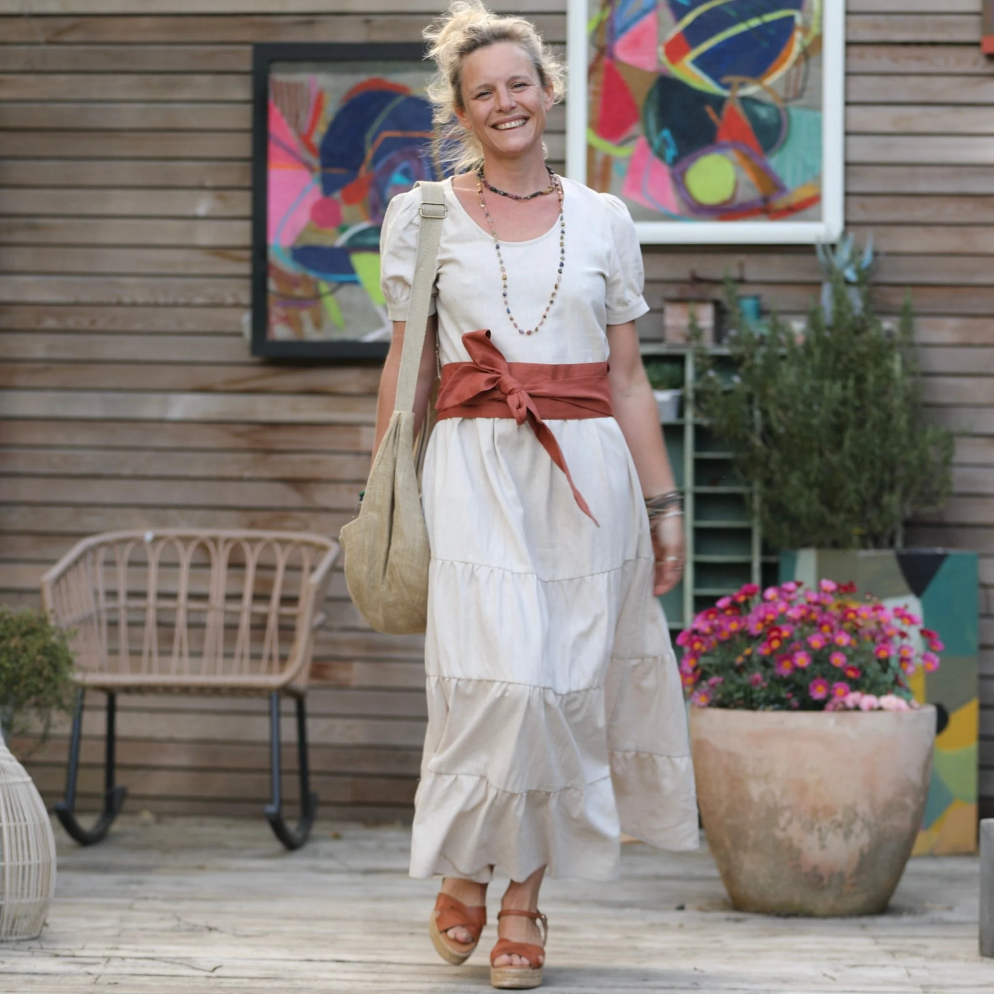 Robe Ophélie - lin/coton ficelle - Image 5