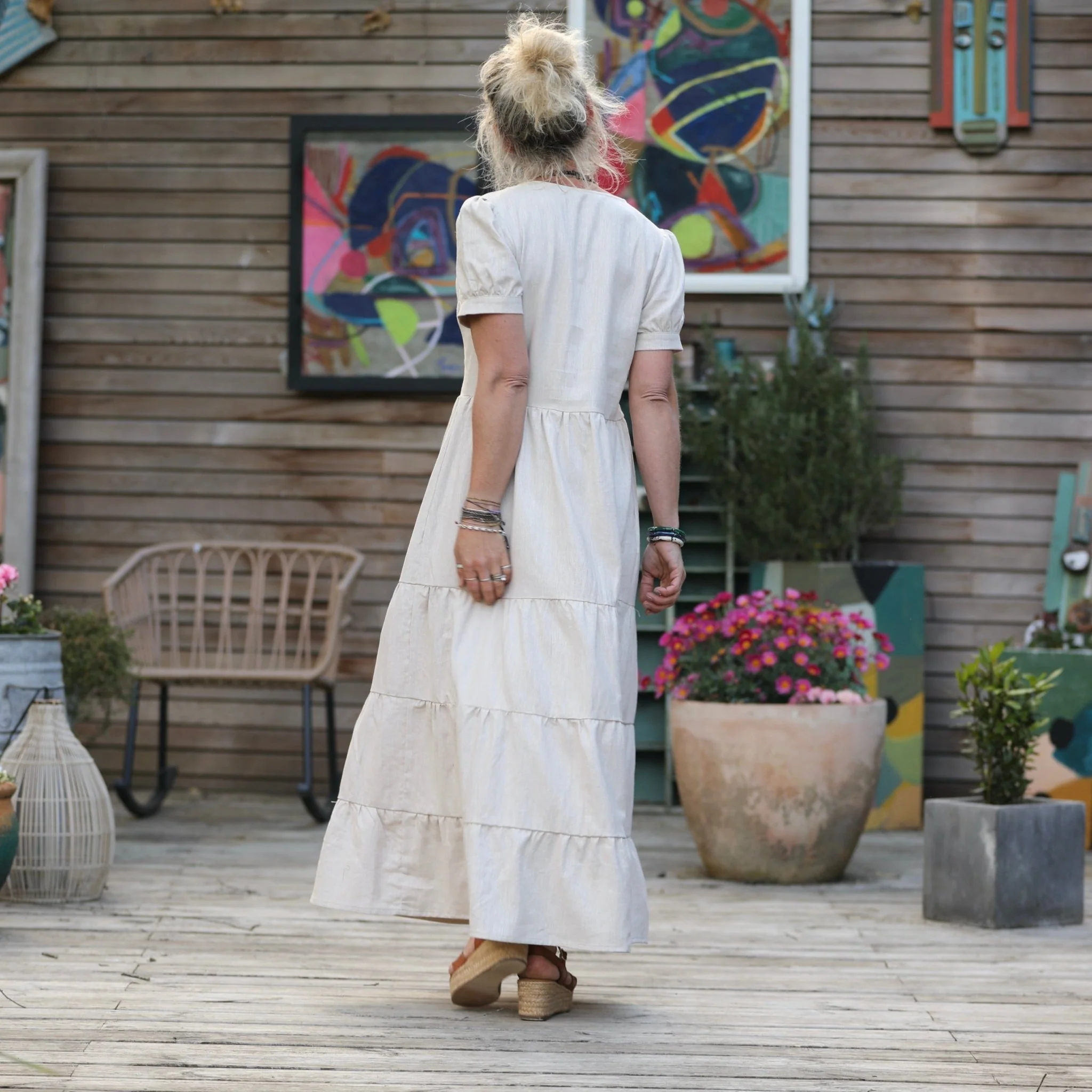 Robe Ophélie - lin/coton ficelle - Image 6