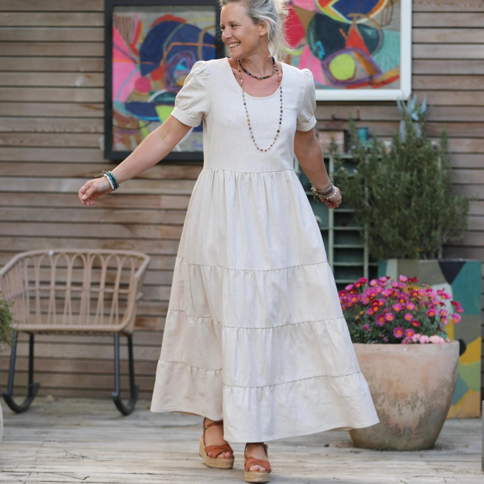 Robe Ophélie - lin/coton ficelle - Image 8