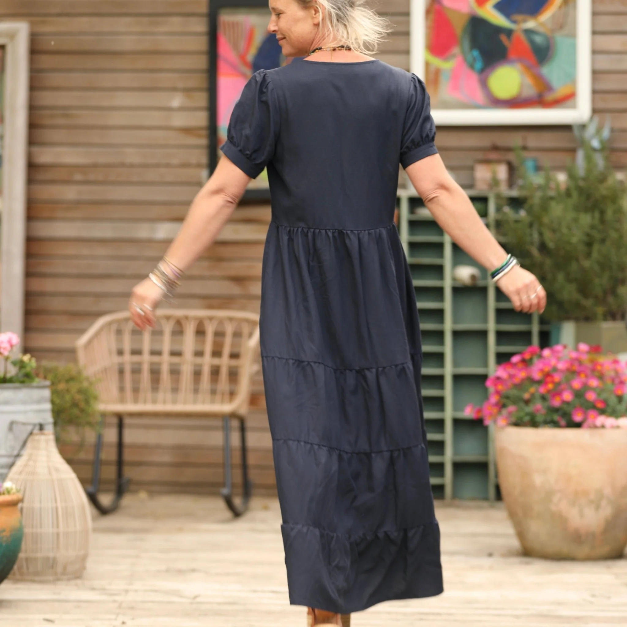 Robe Ophélie - viscose/lin bleu marine - Image 5
