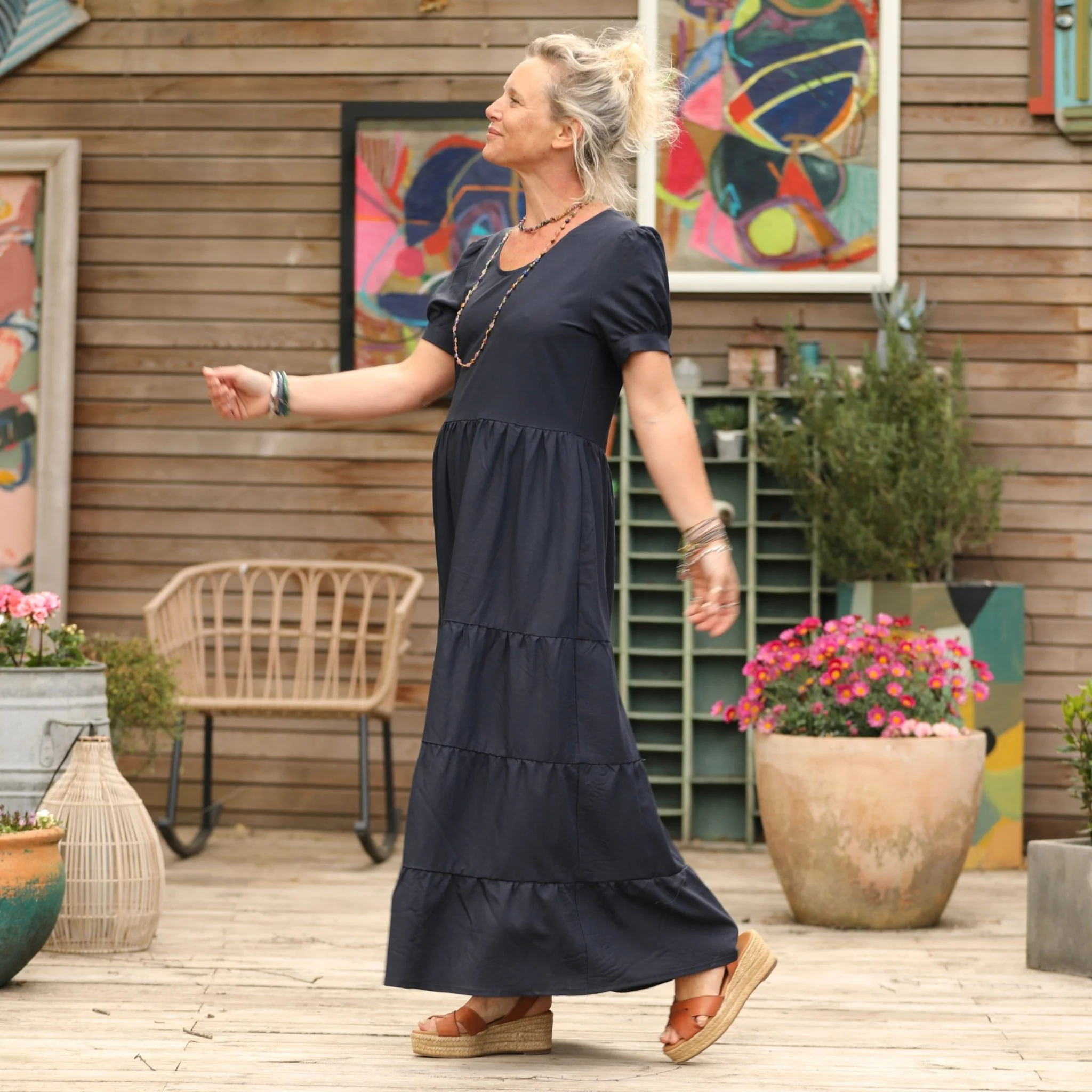 Robe Ophélie - viscose/lin bleu marine - Image 6