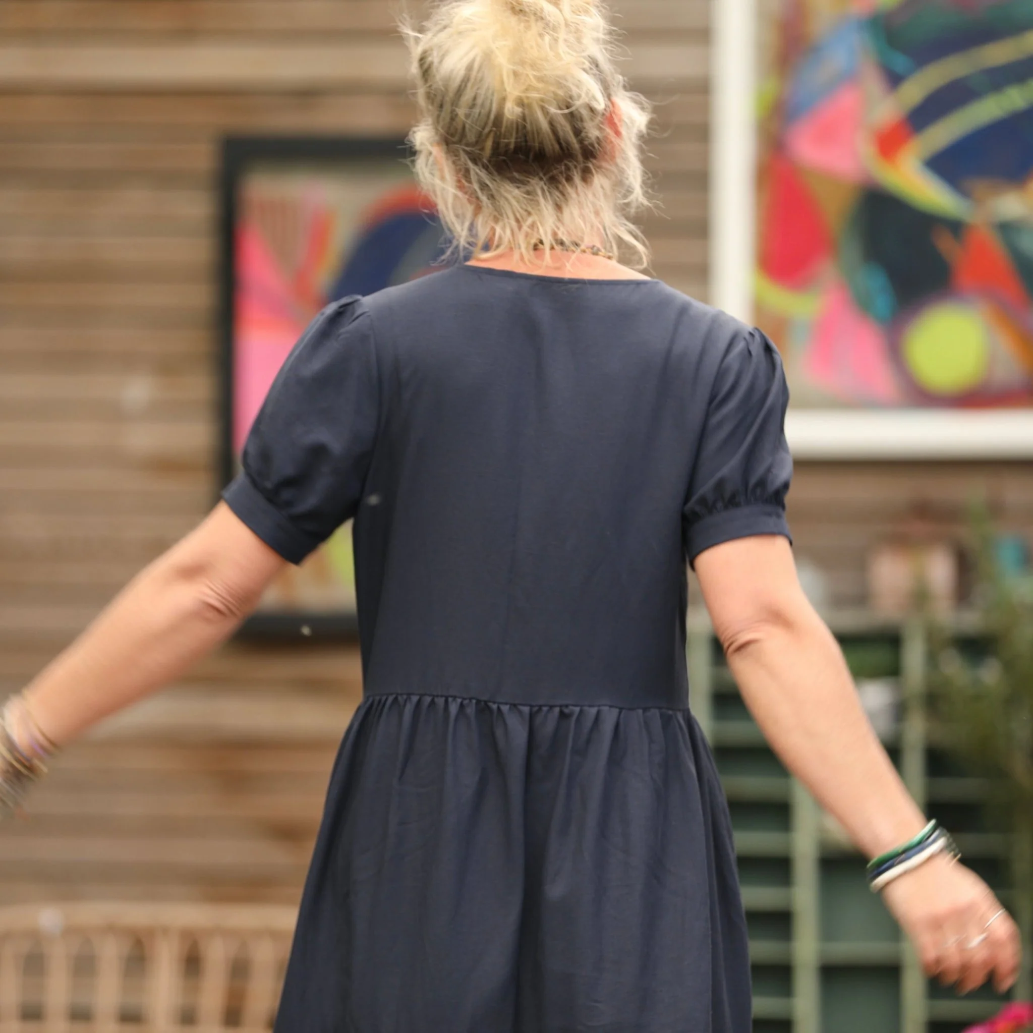 Robe Ophélie - viscose/lin bleu marine - Image 7