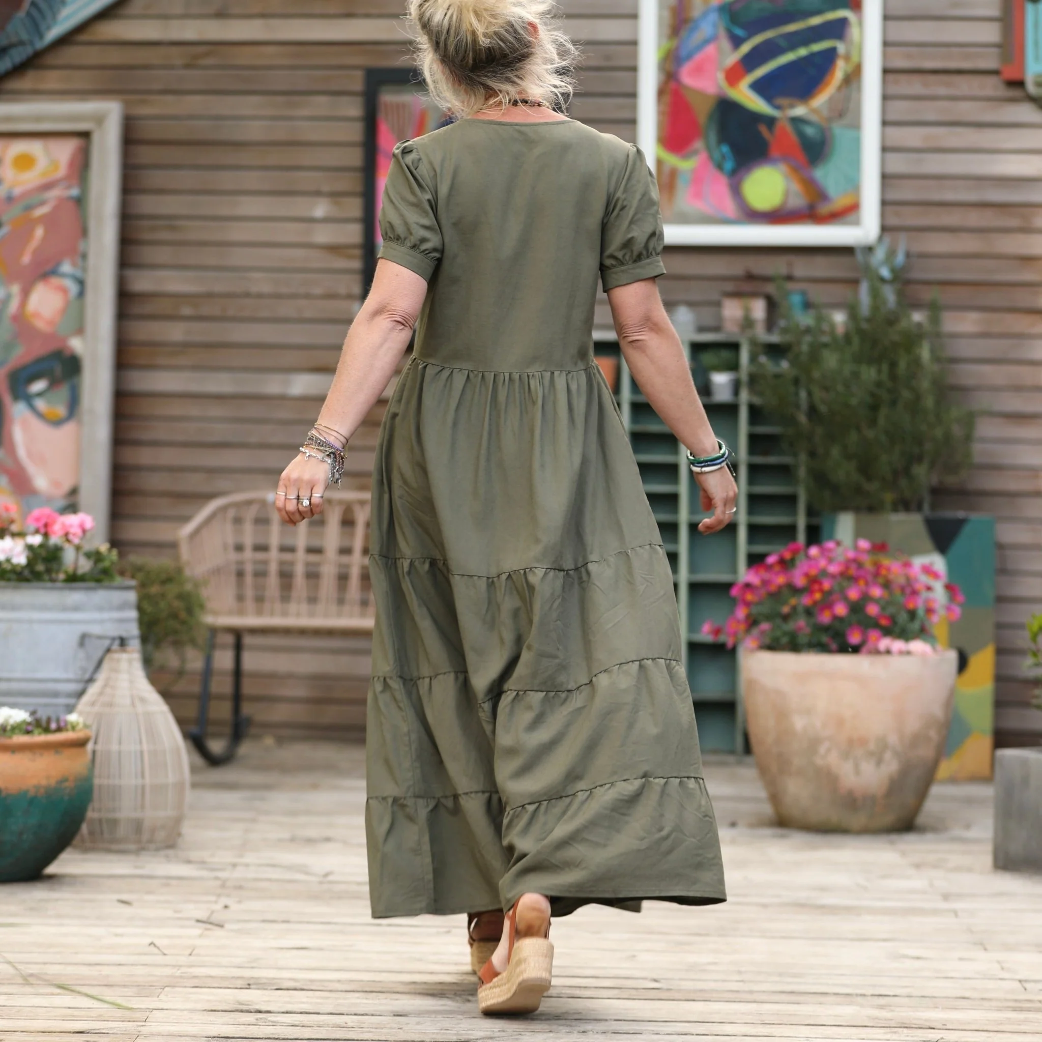 Robe Ophélie - viscose/lin vert kaki - Image 4