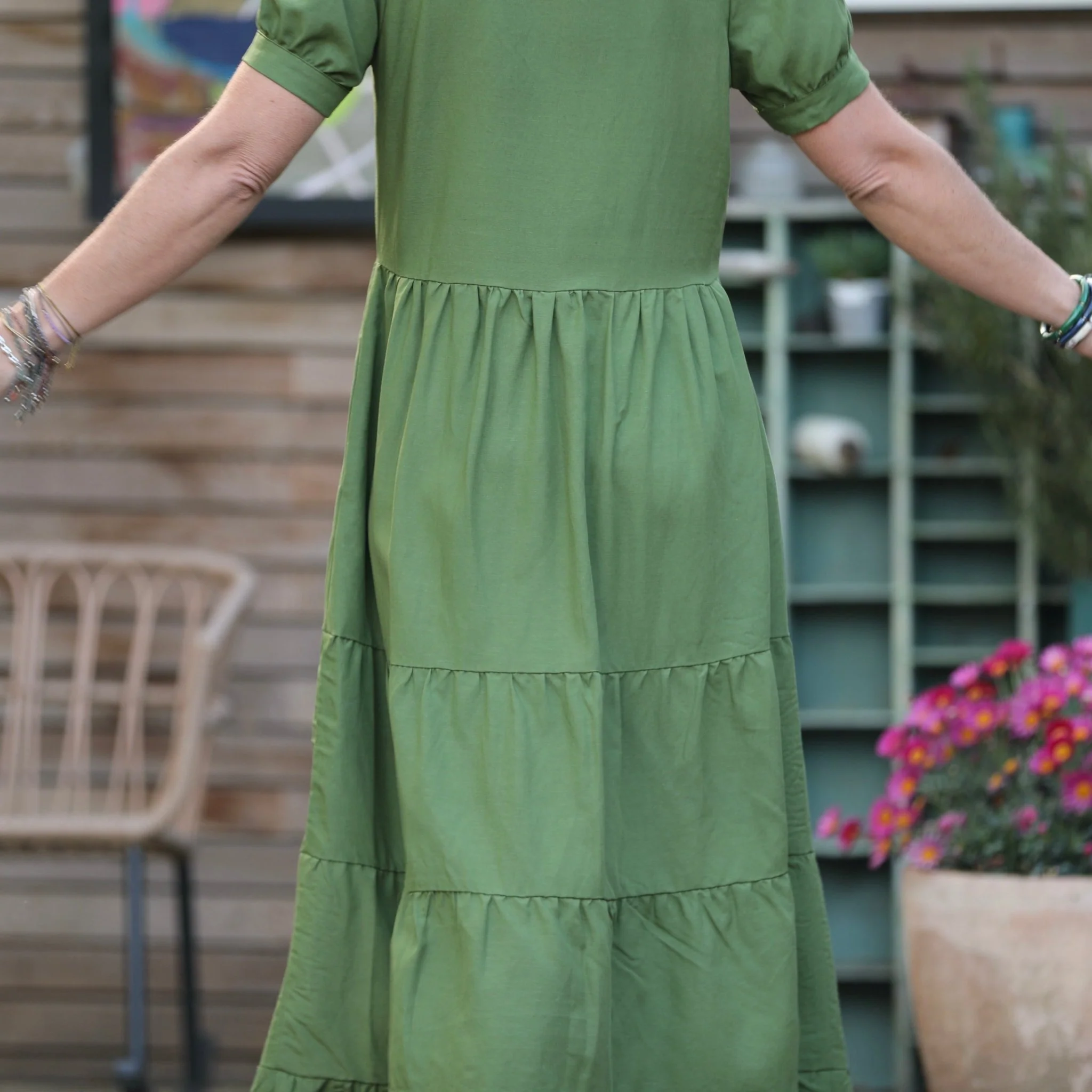 Robe Ophélie - viscose/lin vert pomme - Image 7