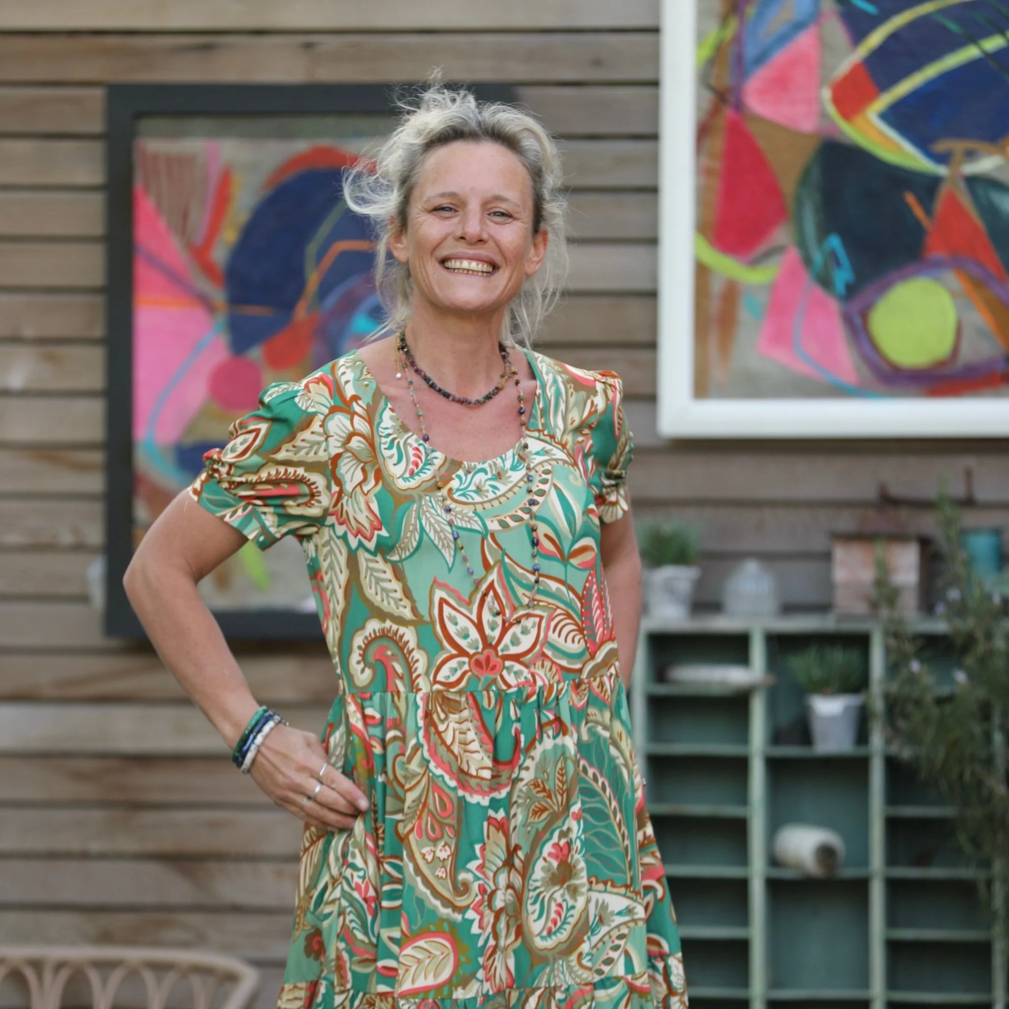 Robe Ophélie - viscose imprimé "vert lumière" - Image 7