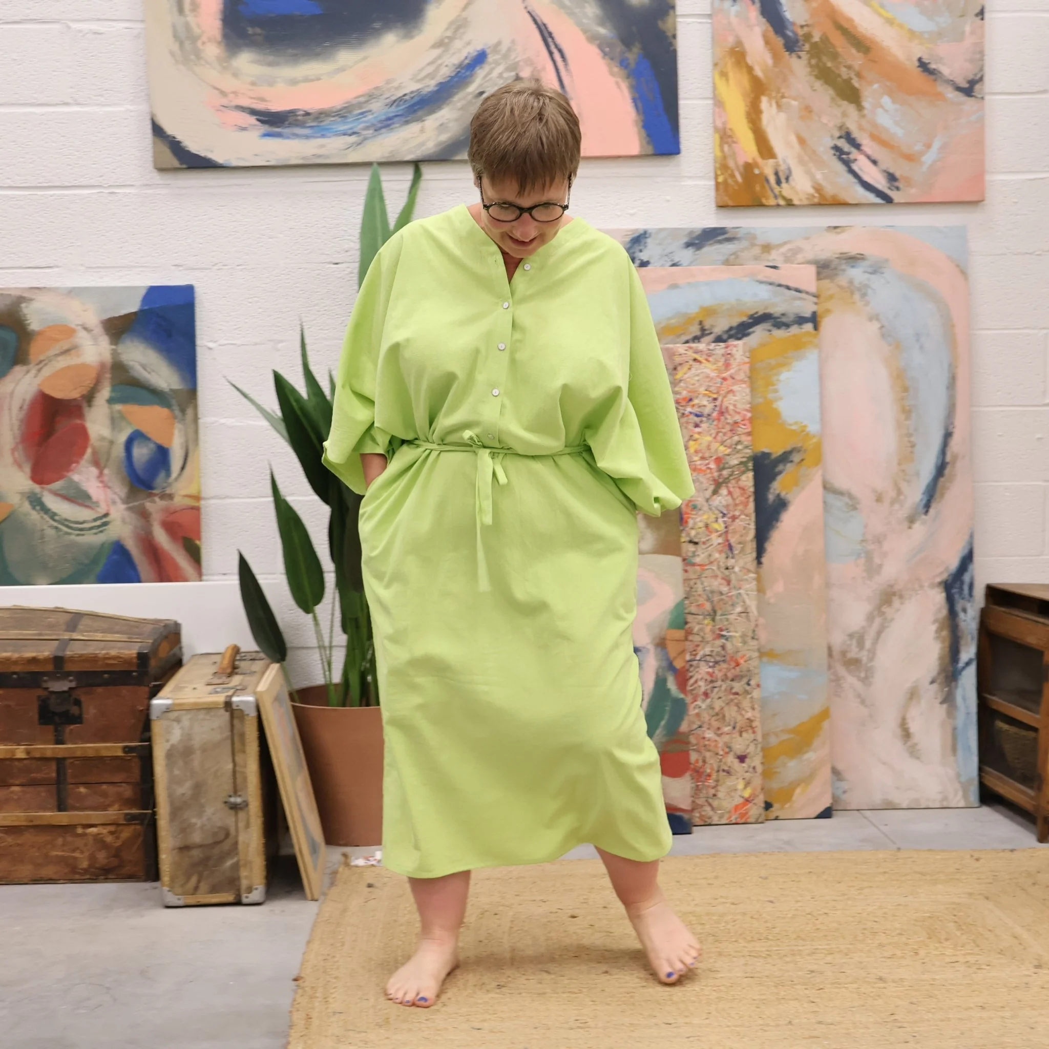 Robe Xiou coton lavé citron vert - Image 5