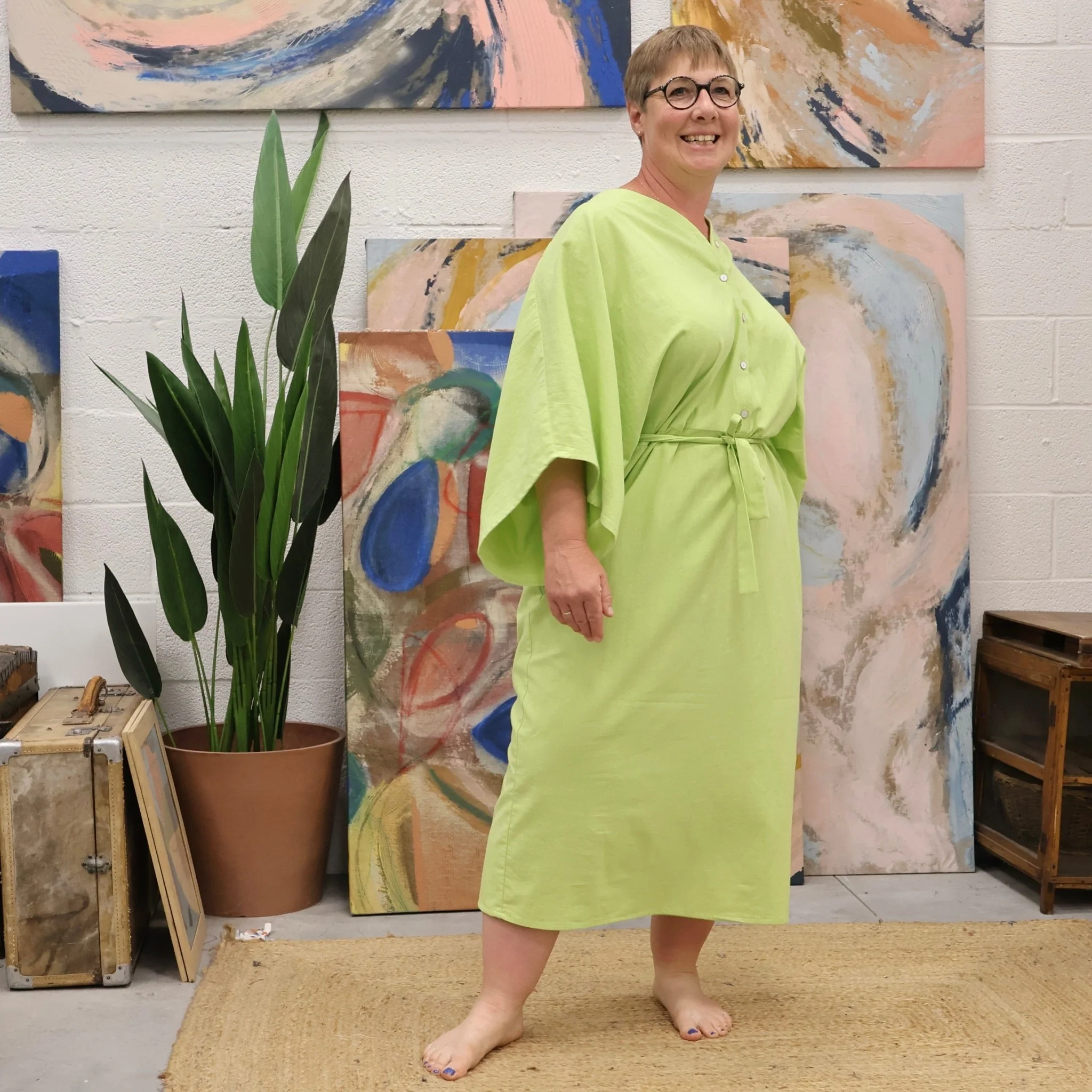 Robe Xiou coton lavé citron vert - Image 6