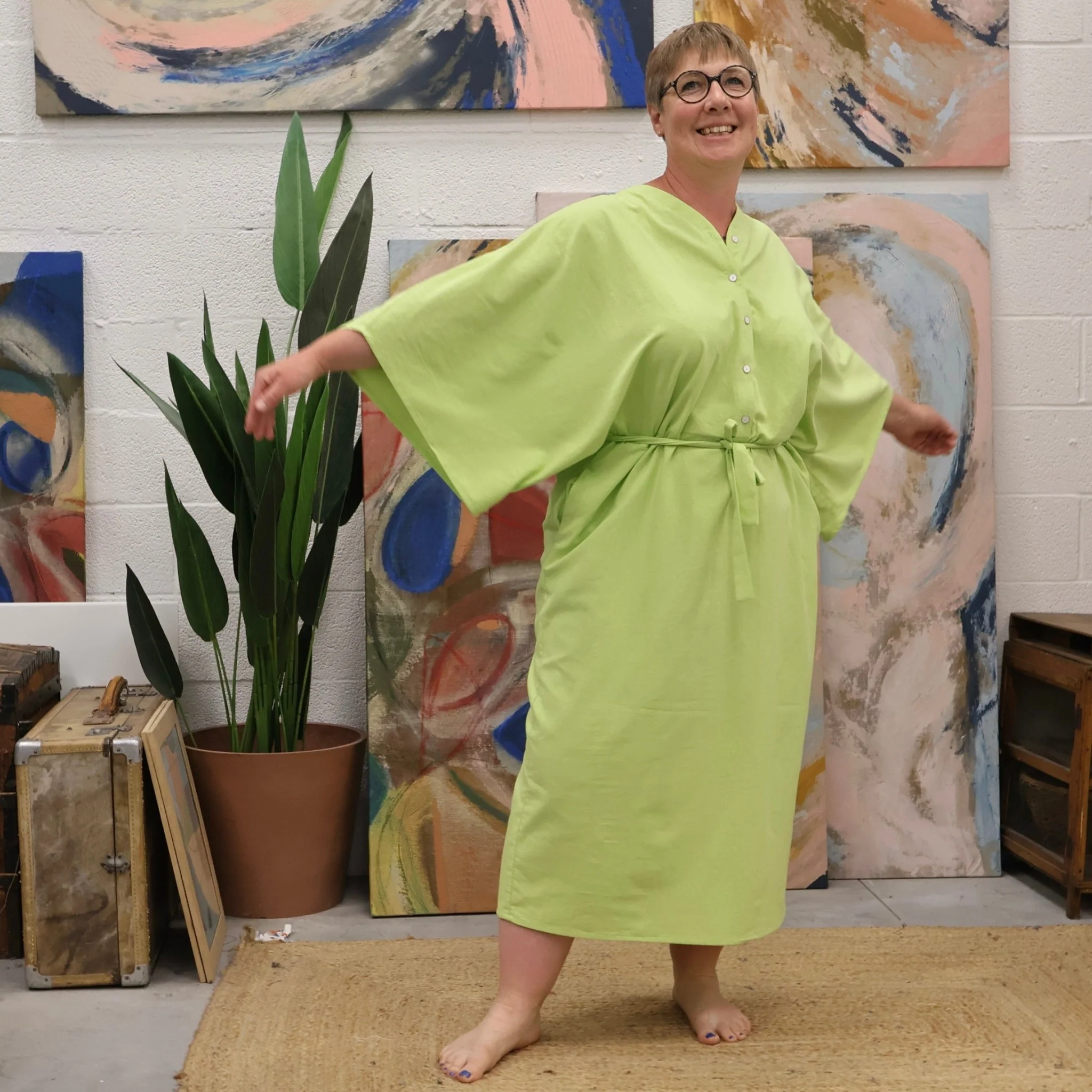 Robe Xiou coton lavé citron vert - Image 7