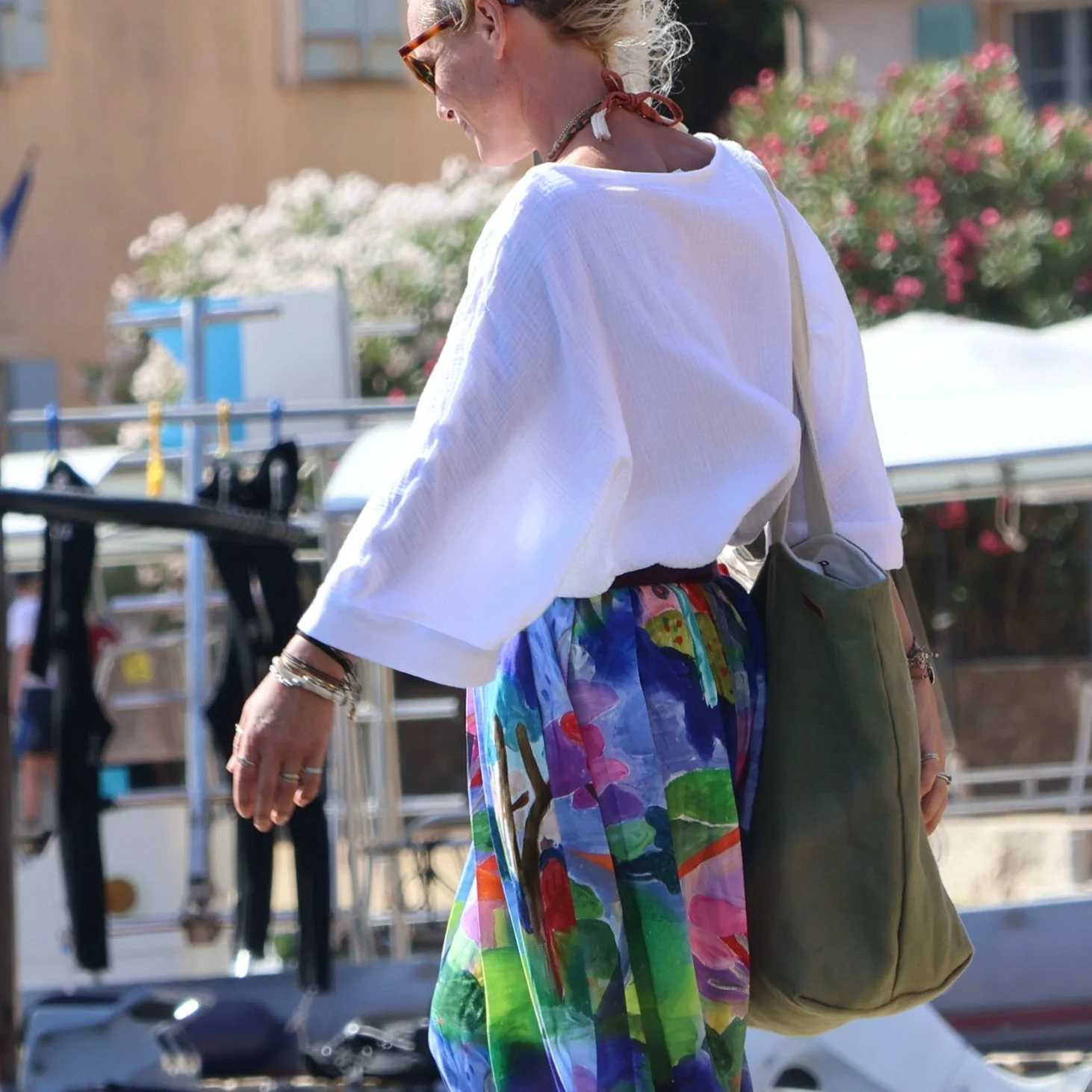 Sac Alfred en lin vert mousse - doublure en lin parme - Image 6