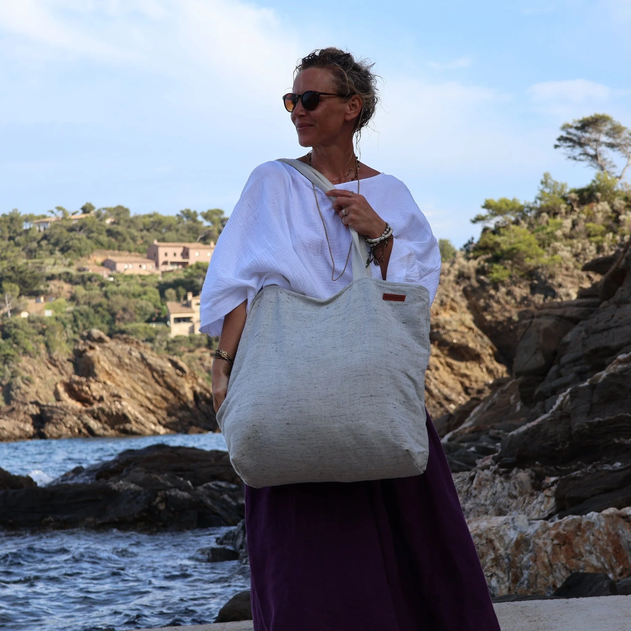 Sac Alfred en lin naturel chiné - doublure en lin - Image 5