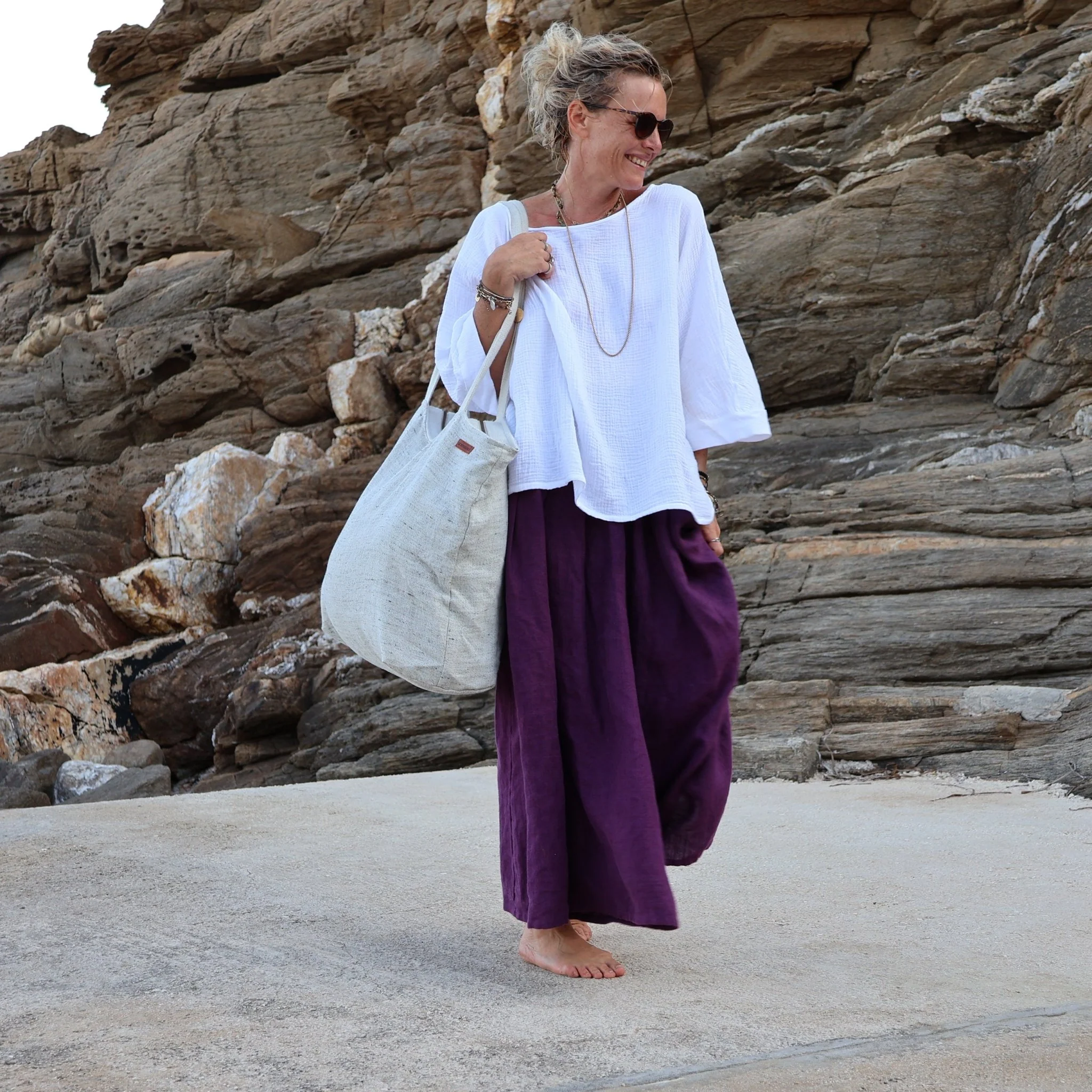 Sac Alfred en lin naturel chiné - doublure en lin - Image 6