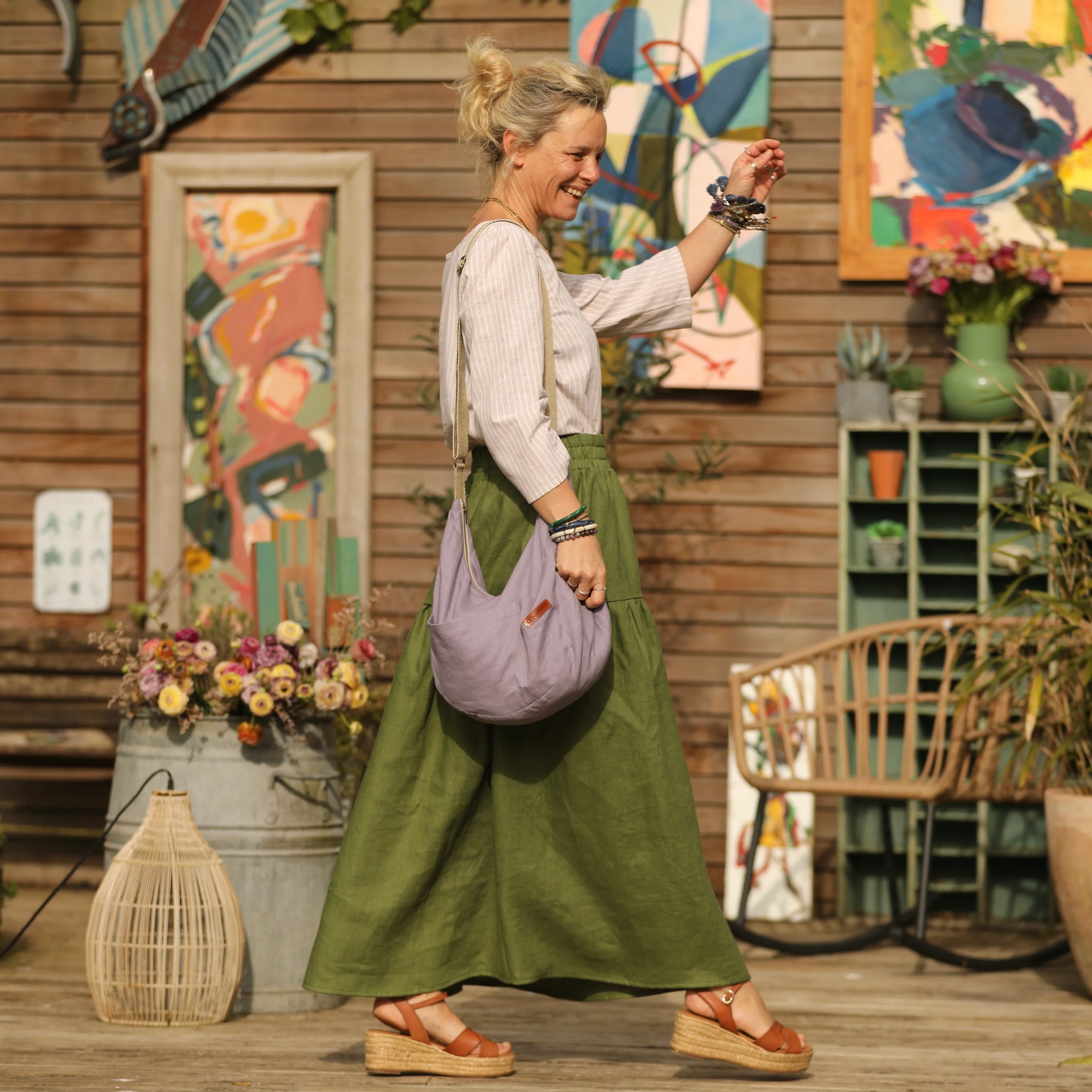 Sac Pia en lin parme - Image 6