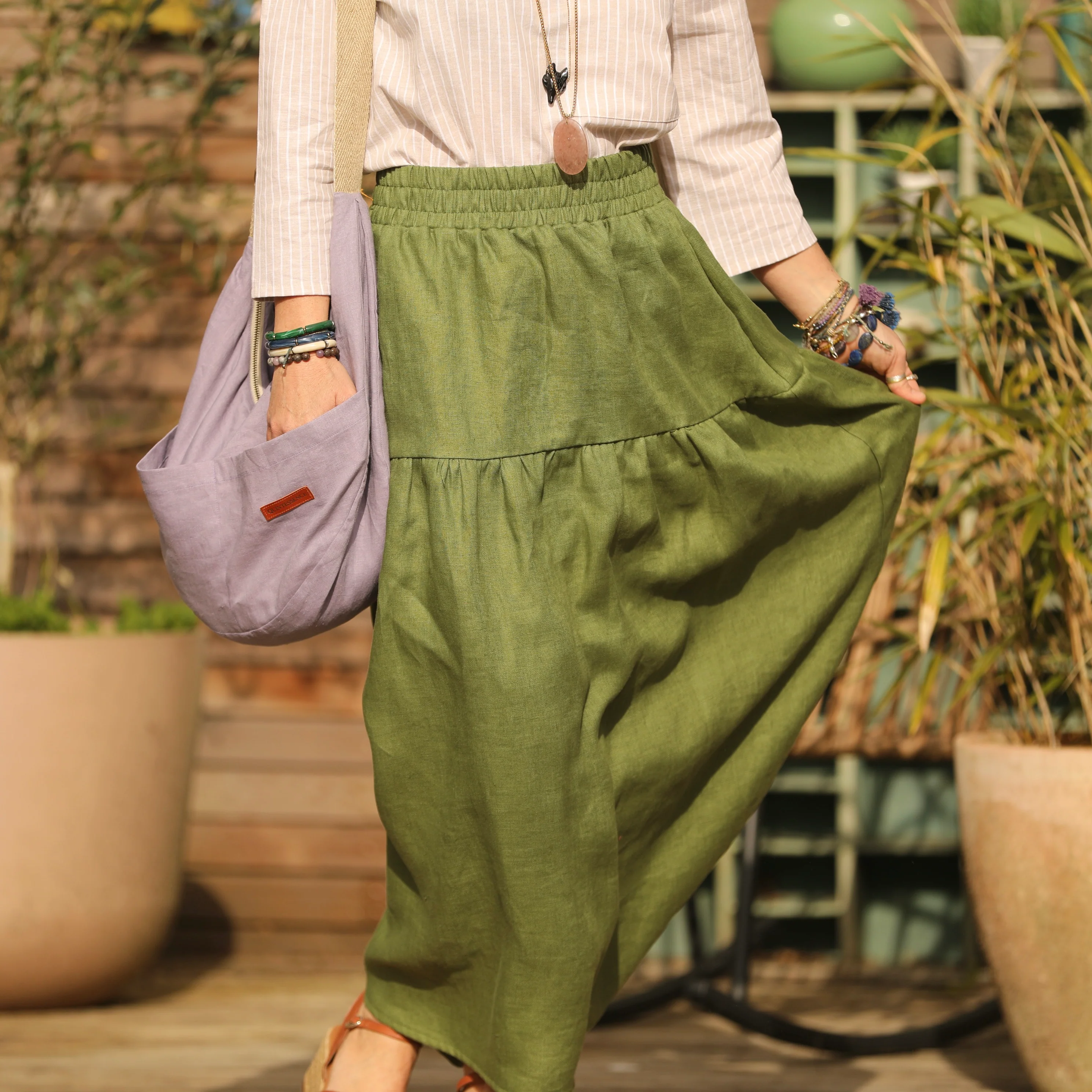 Sac Pia en lin parme - Image 7